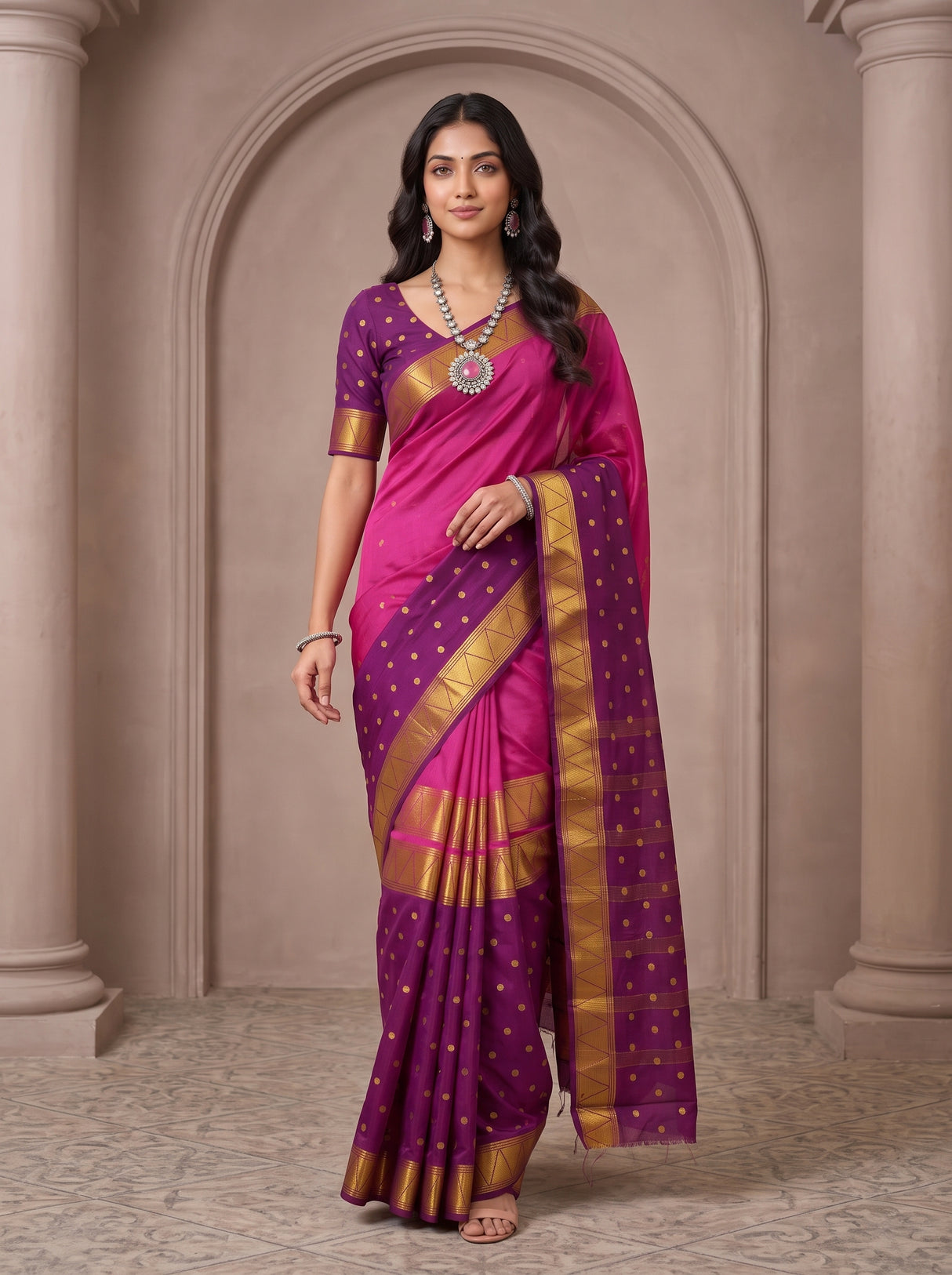 MIMOSA Magenta Saree Saree — pose 6 styling detail