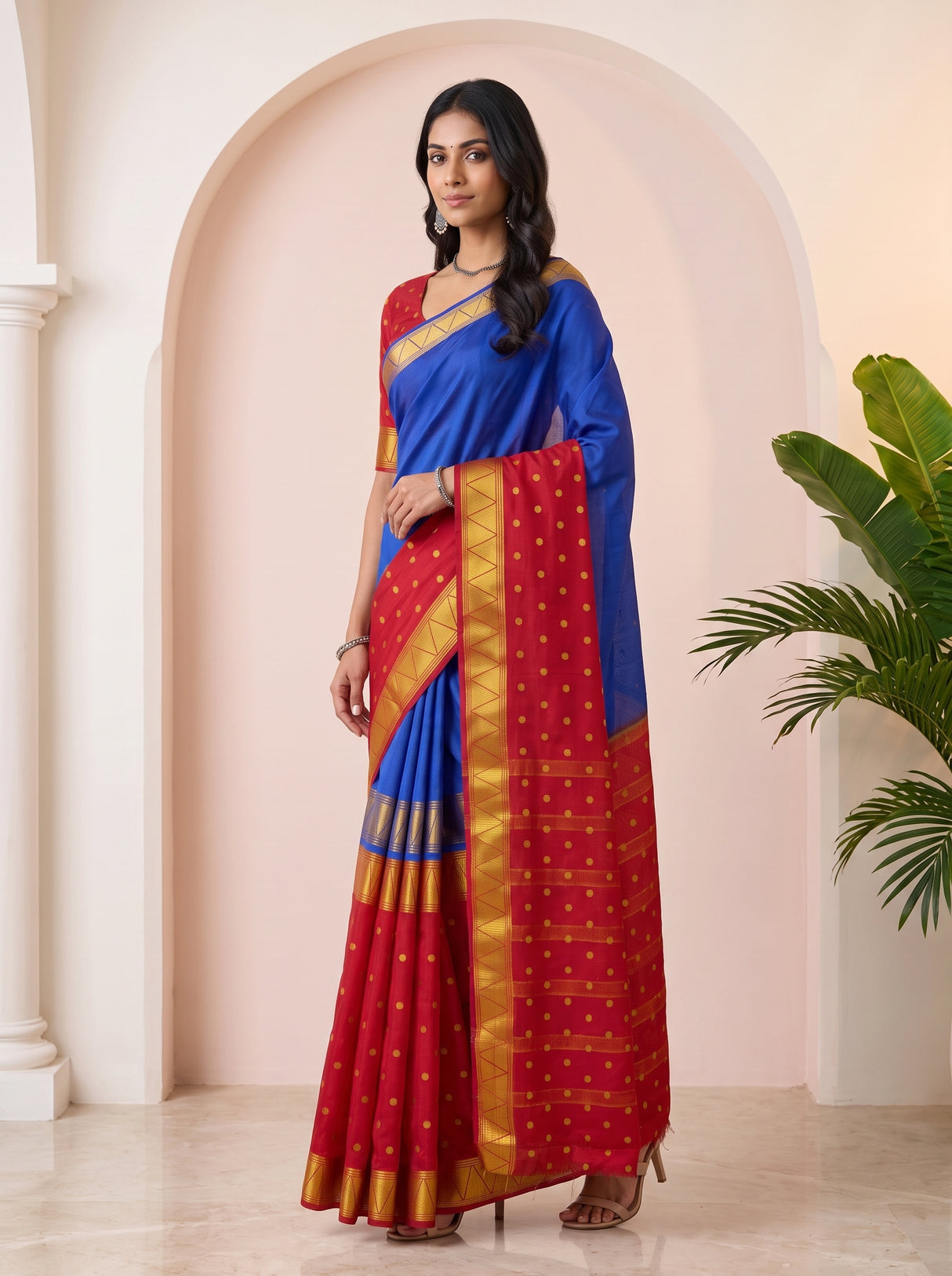 MIMOSA Royal Blue Saree Saree — pose 5 styling detail