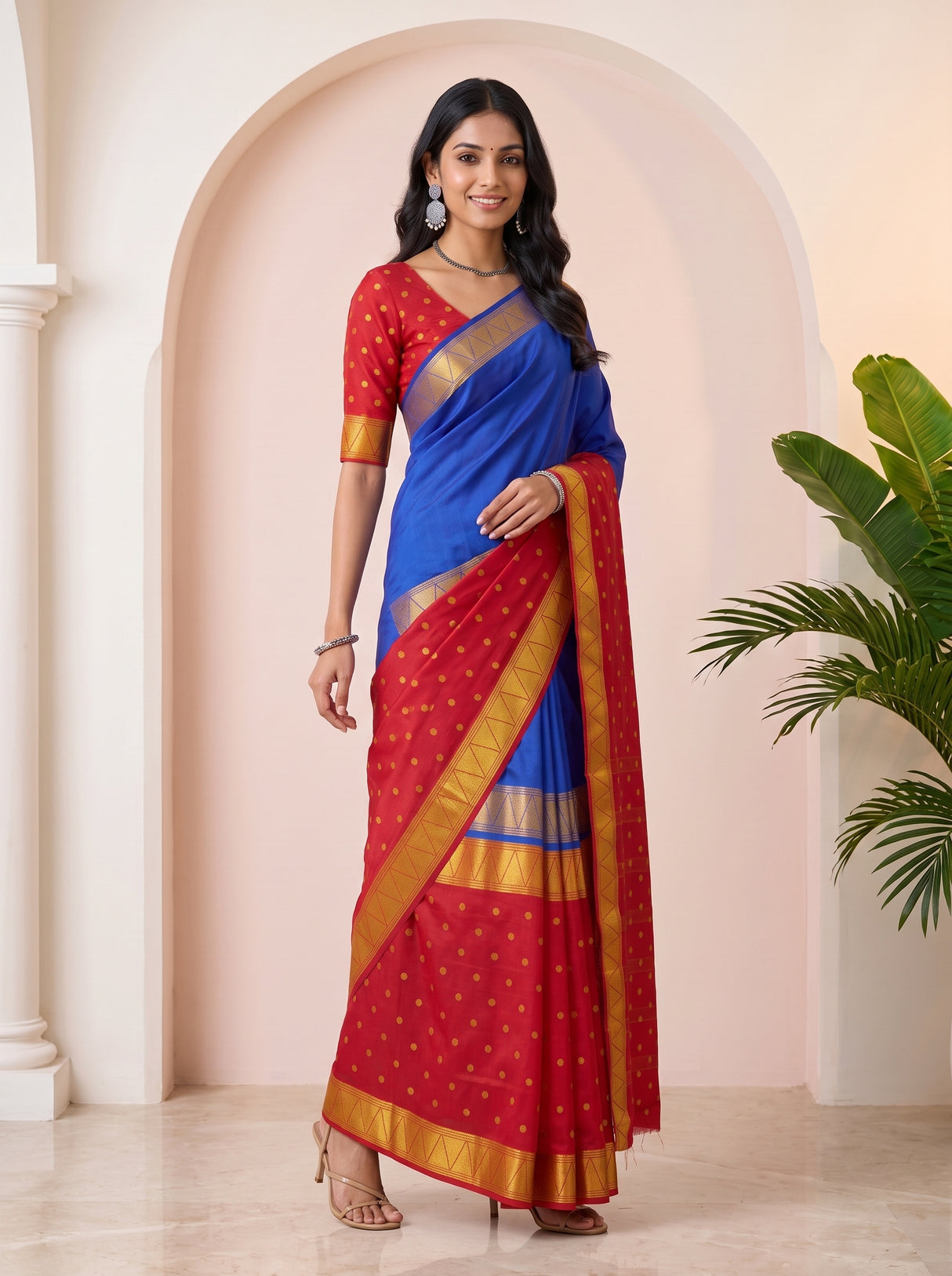 MIMOSA Royal Blue Saree Saree — pose 9 styling detail