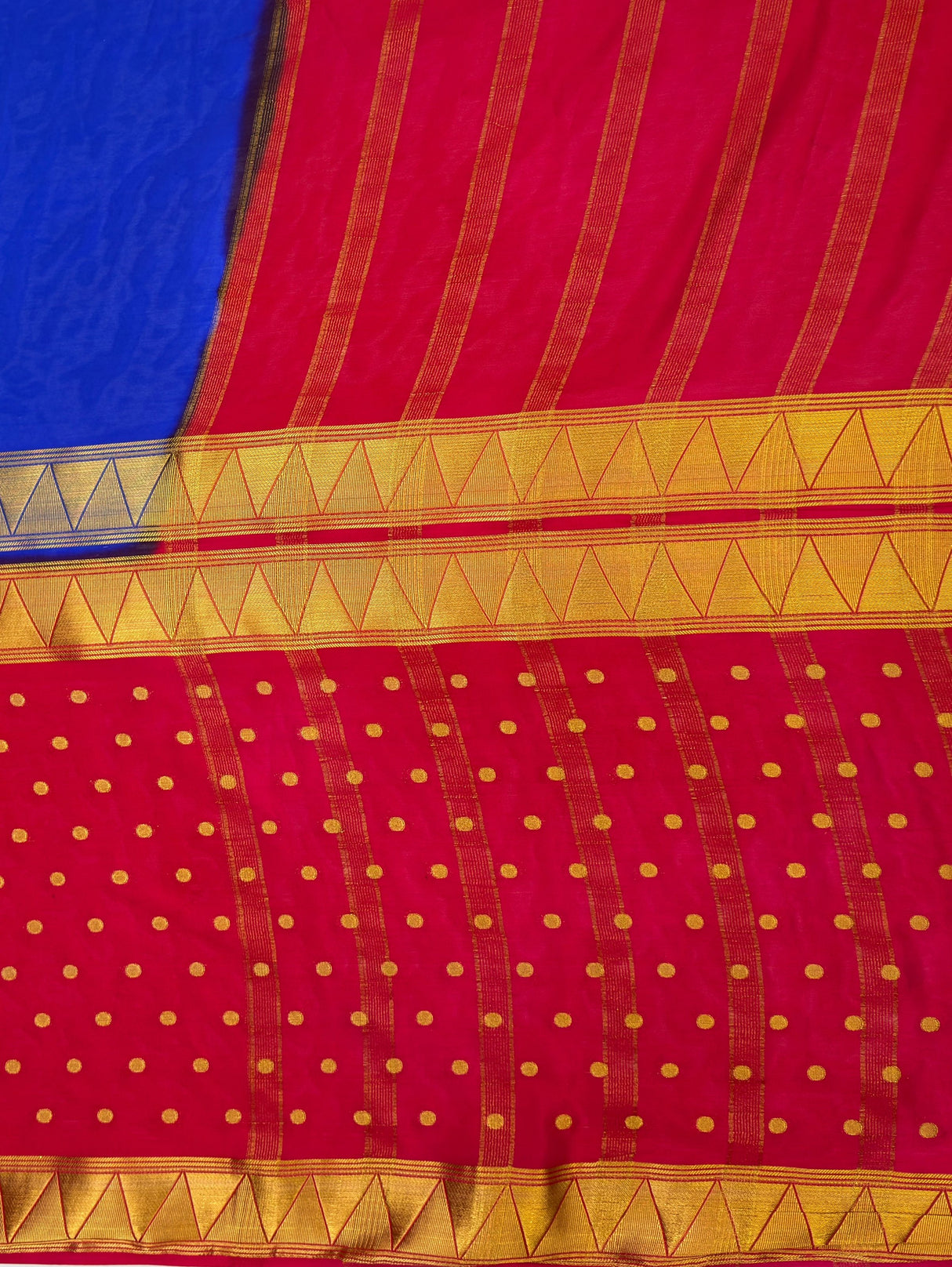 MIMOSA Royal Blue Saree Saree — pallu and zari work detail