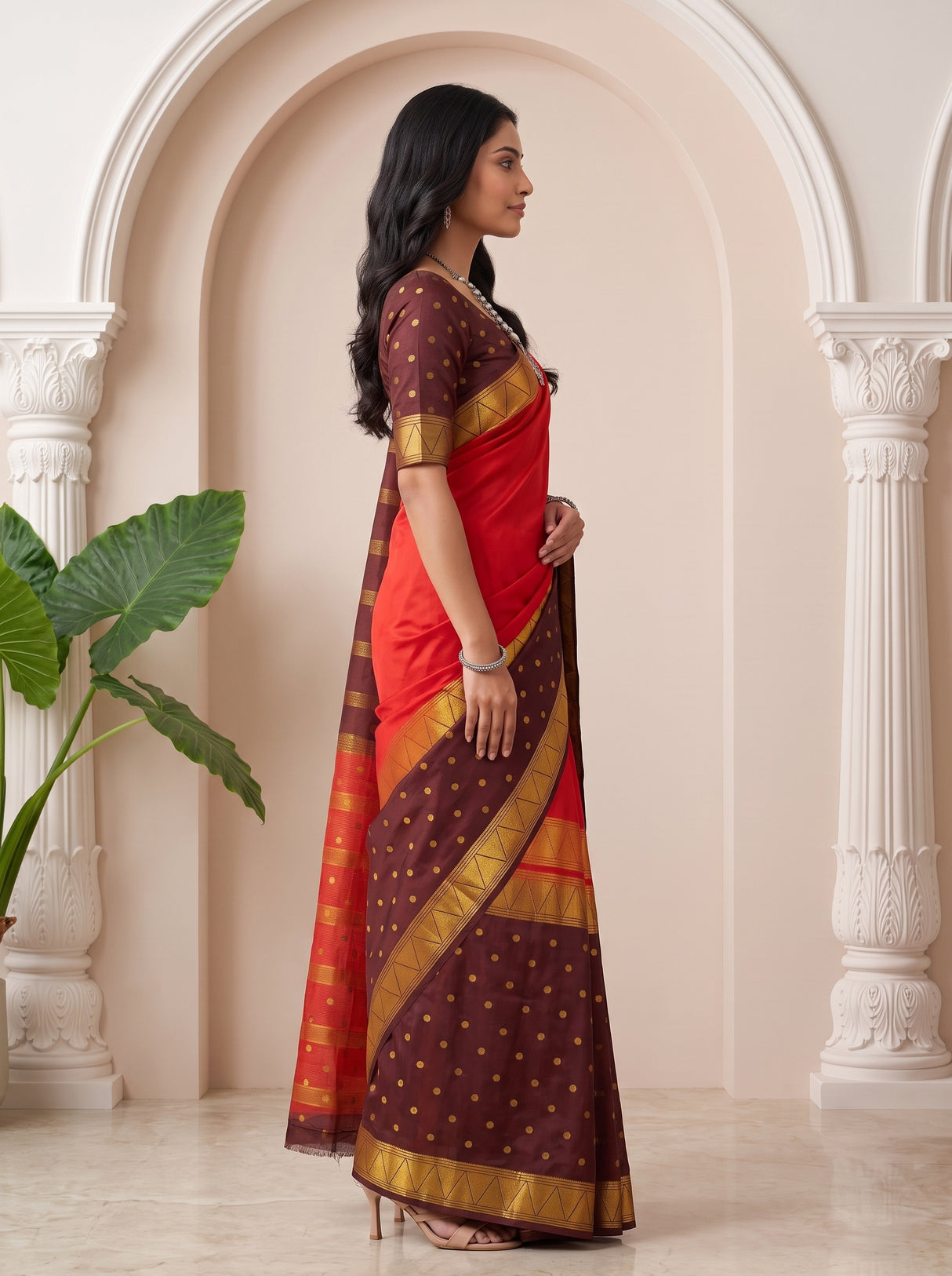 MIMOSA Red Saree Saree — pose 3 styling detail