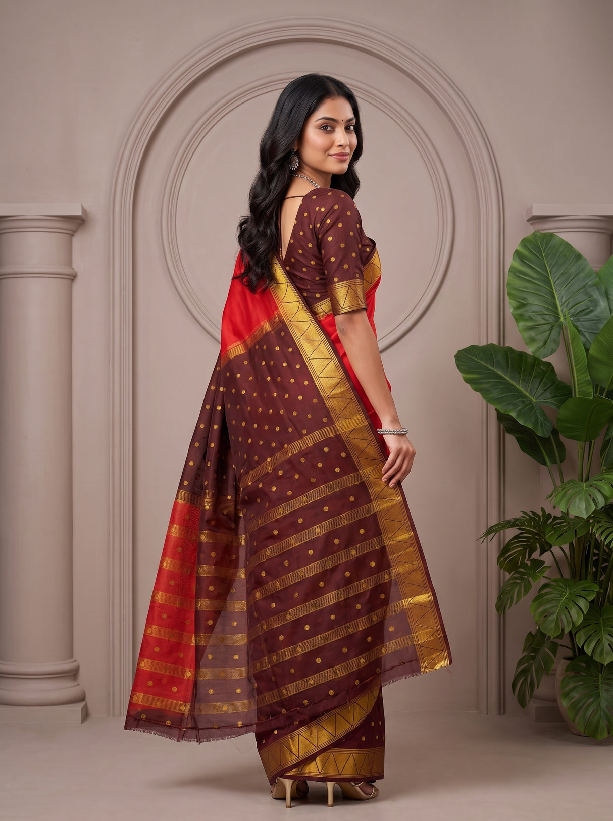 MIMOSA Red Saree Saree — pose 7 styling detail