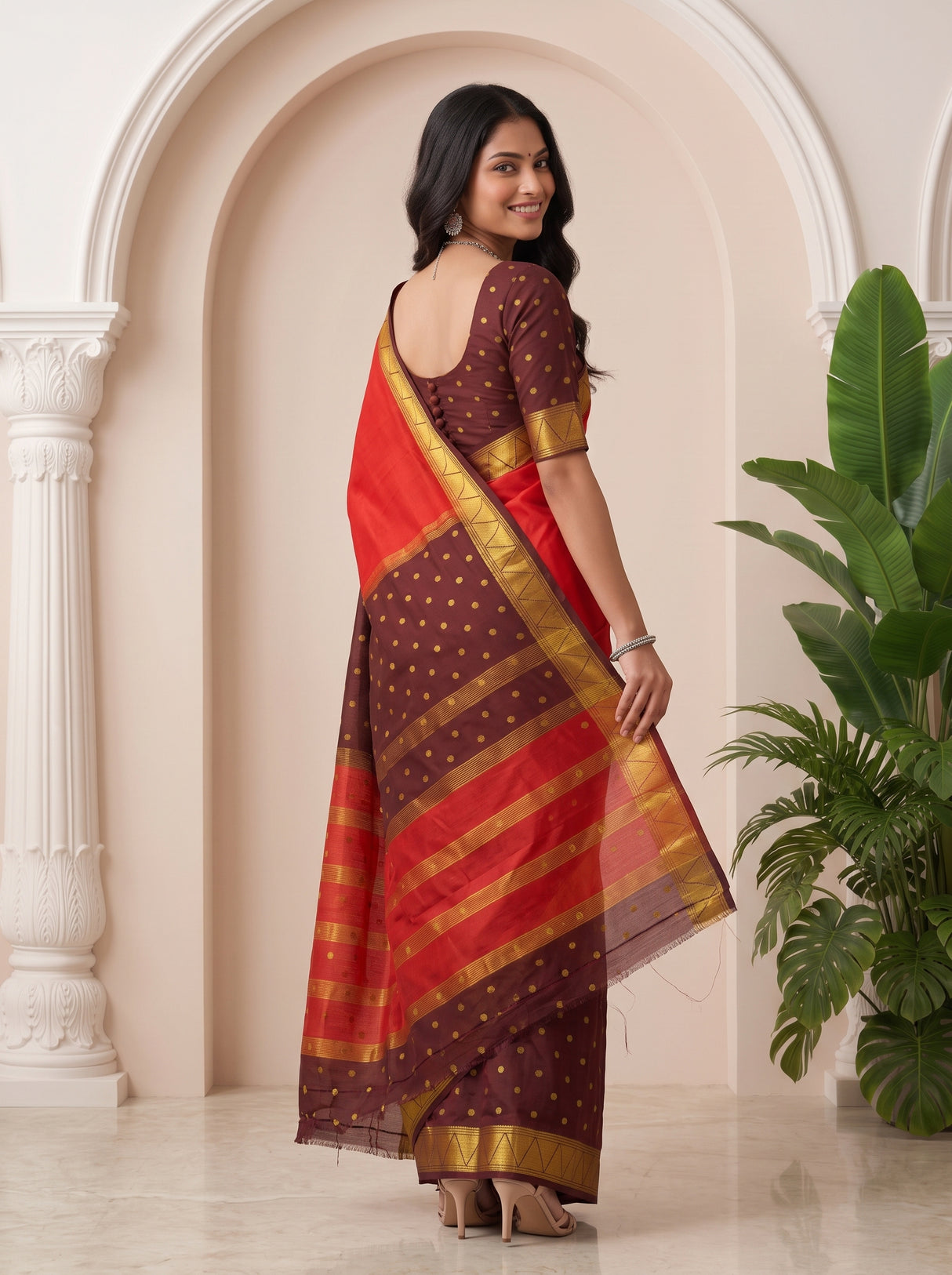MIMOSA Red Saree Saree — pose 9 styling detail