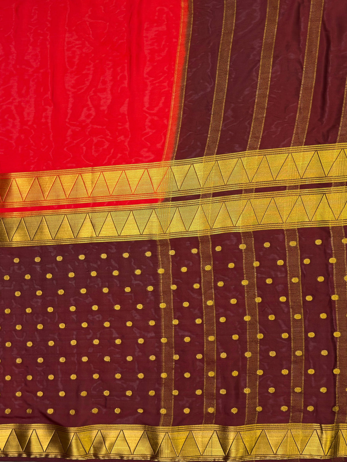 MIMOSA Red Saree Saree — pallu and zari work detail