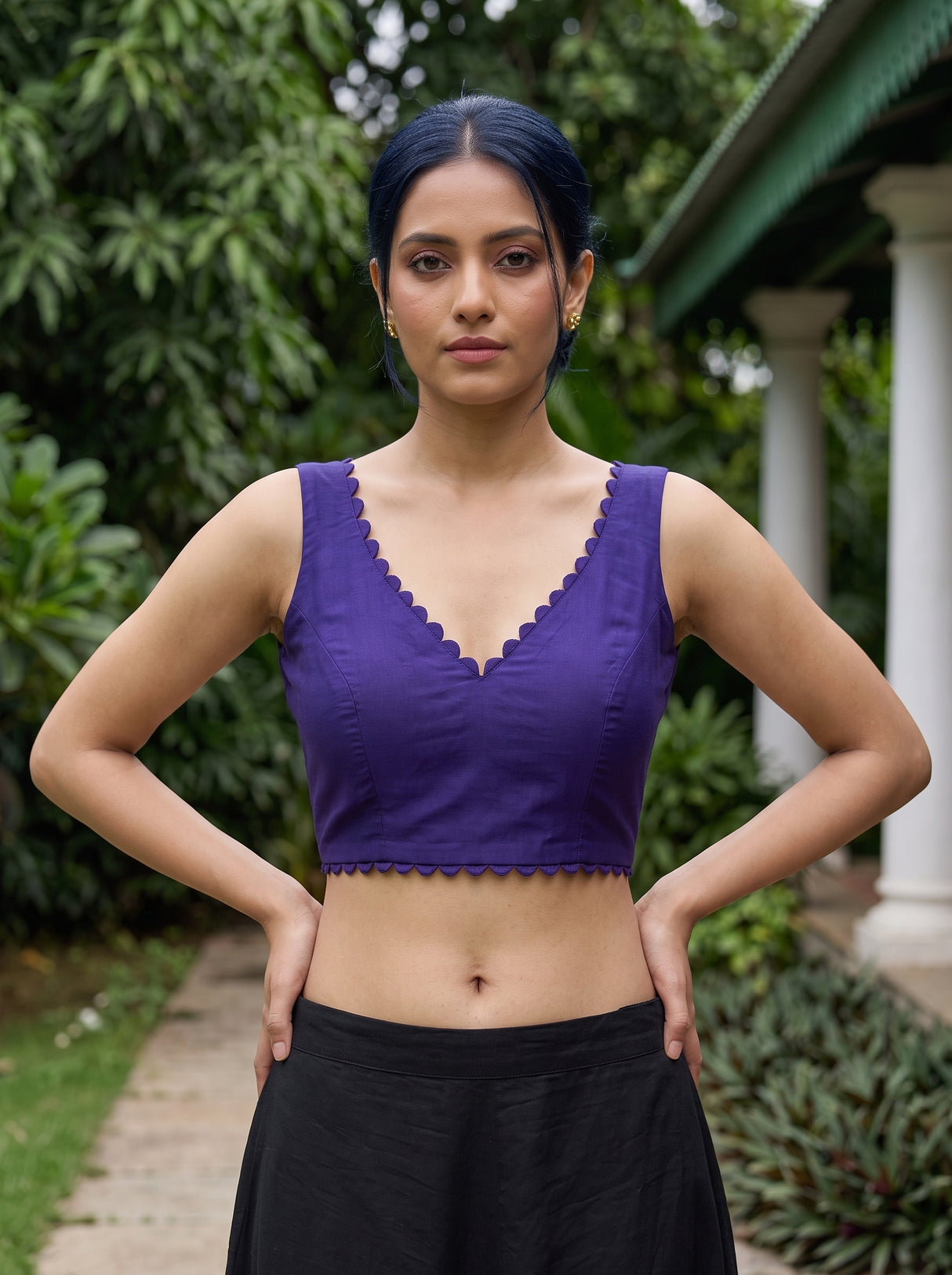 MIMOSA Navy Saree Saree — blouse close-up