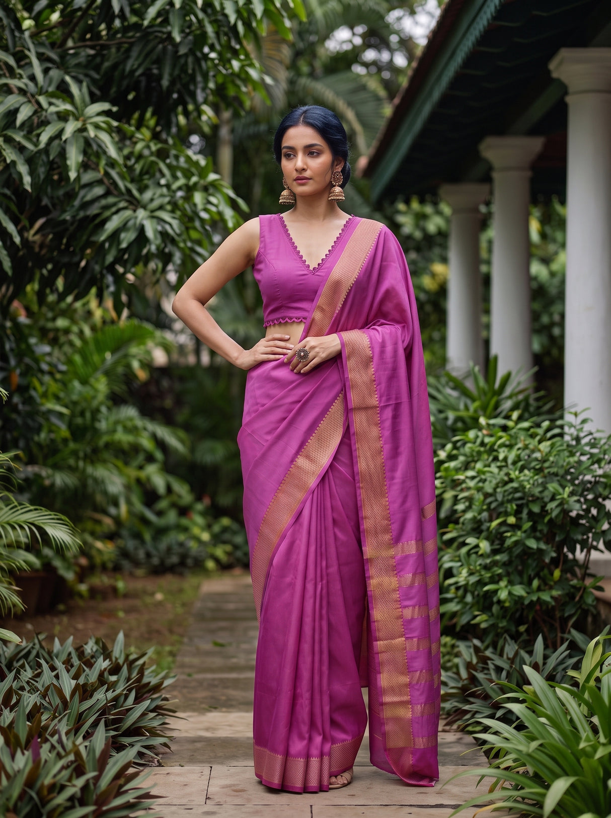 MIMOSA Pink Saree Saree — pose 4 styling detail