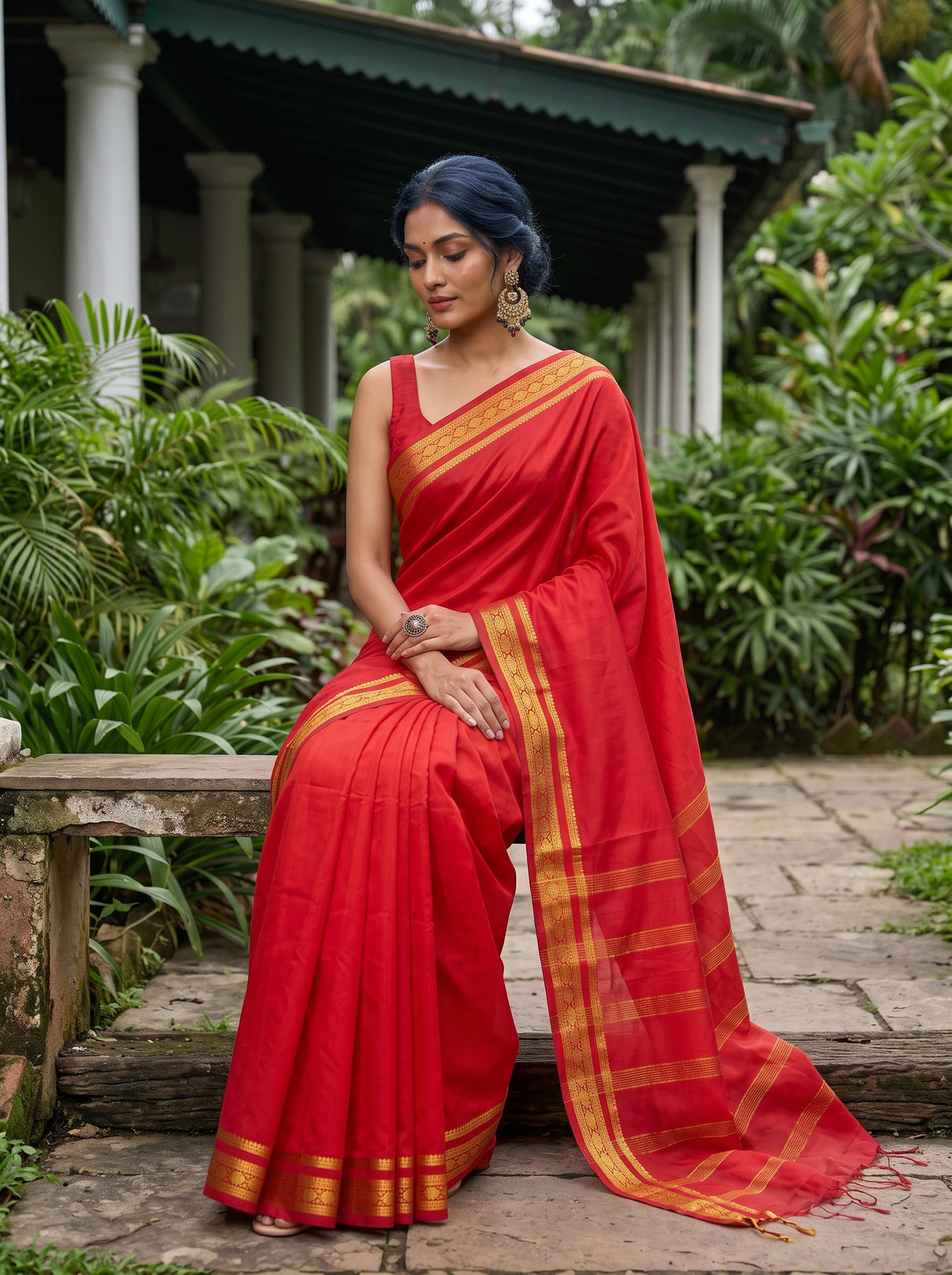 MIMOSA Red Saree Saree — pose 8 styling detail