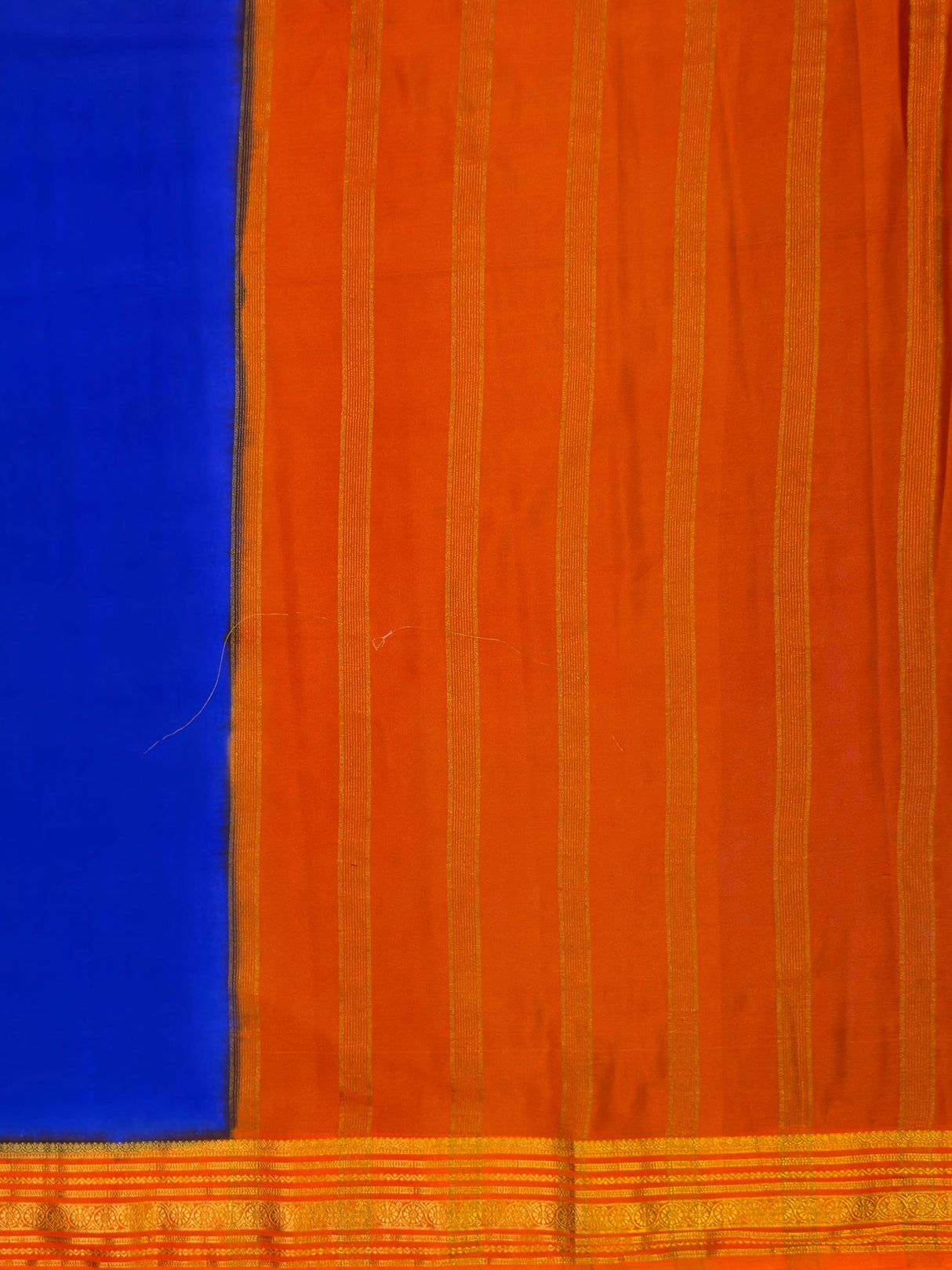 MIMOSA Royal Blue Mysore Silk Crepe Saree — pallu and zari work detail