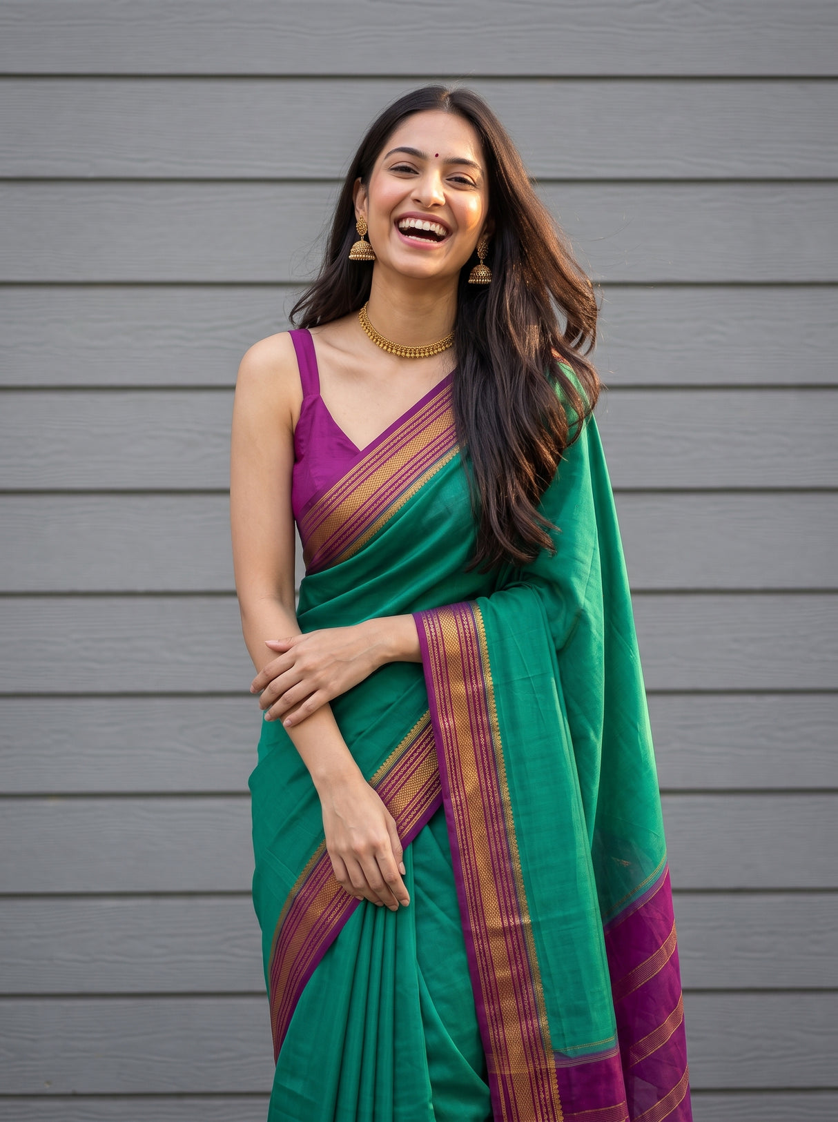 MIMOSA Rama Mysore Silk Crepe Saree — pose 10 styling detail