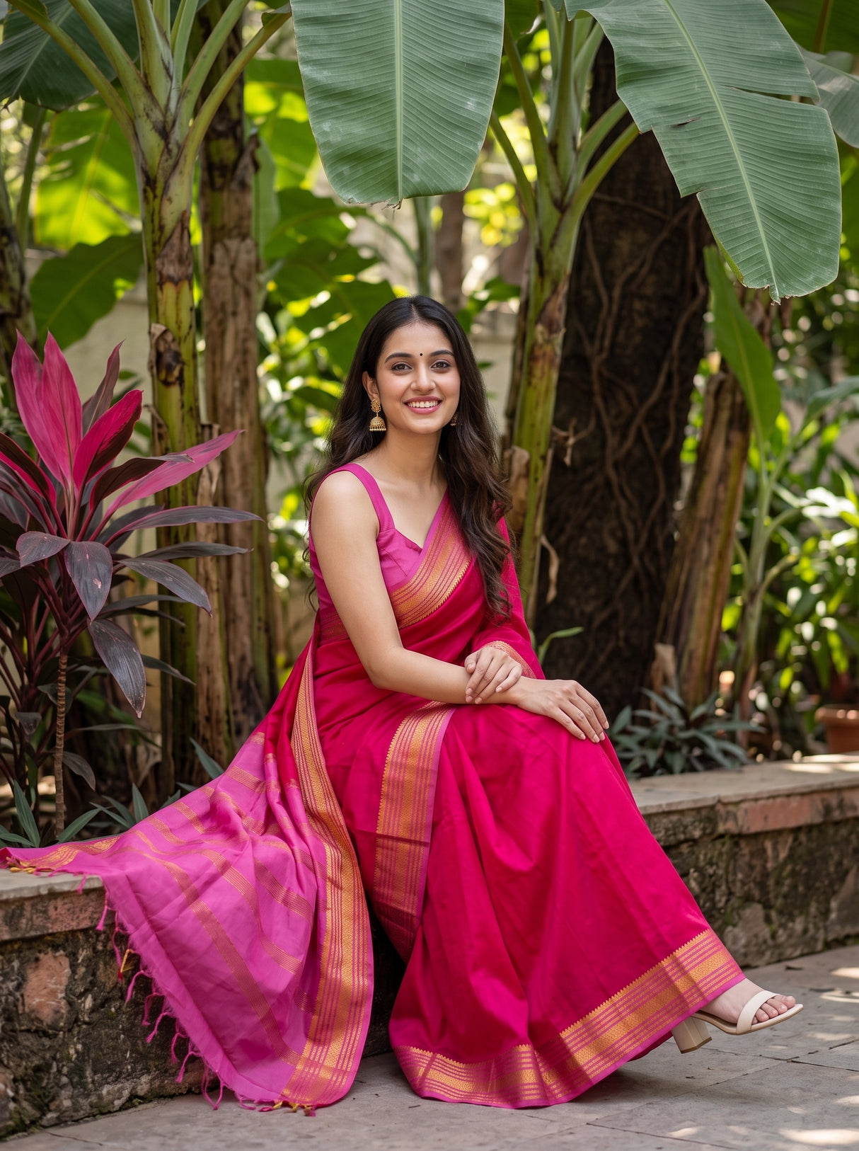 MIMOSA Rani Mysore Silk Crepe Saree — pose 8 styling detail