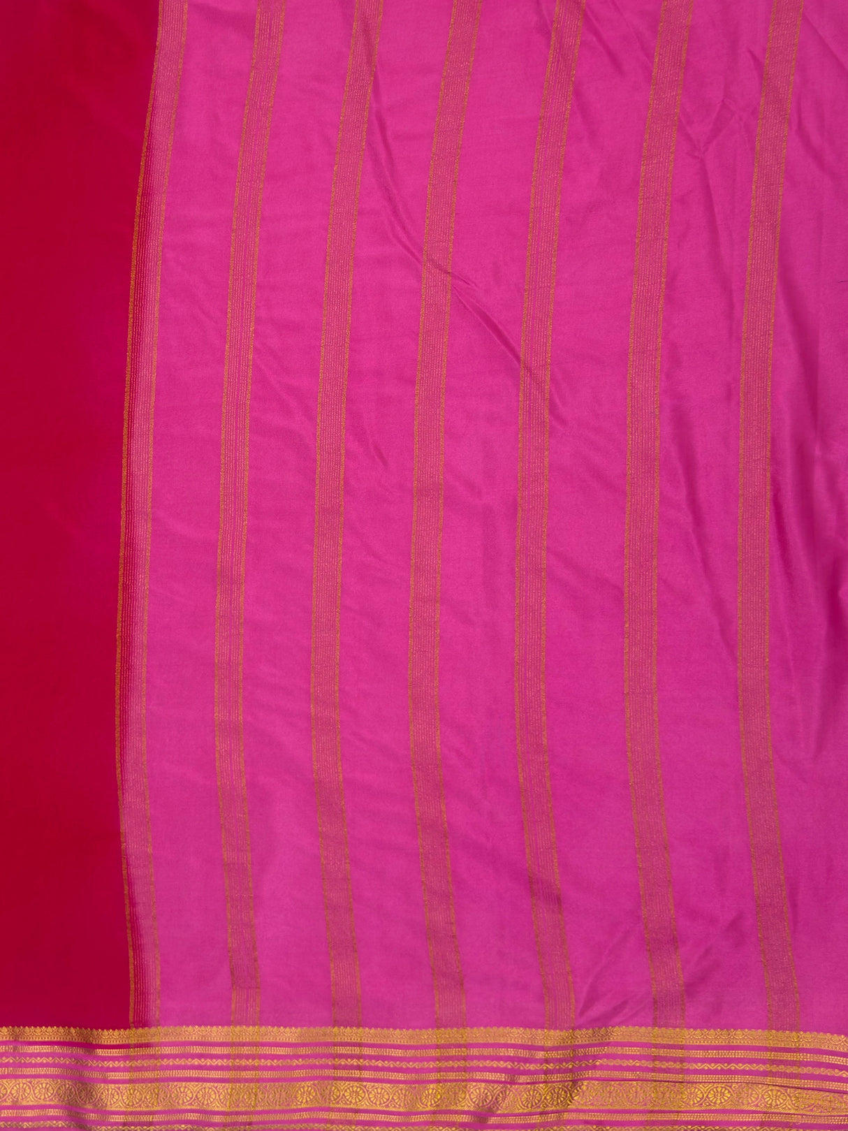 MIMOSA Rani Mysore Silk Crepe Saree — pallu and zari work detail