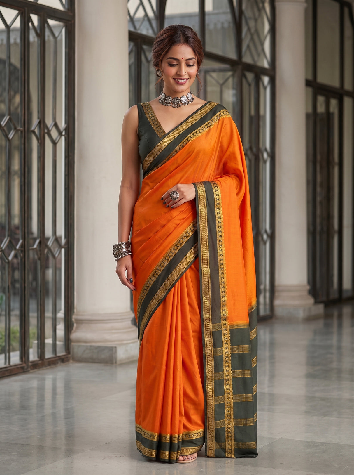 MIMOSA Mustard Saree Saree — pose 10 styling detail