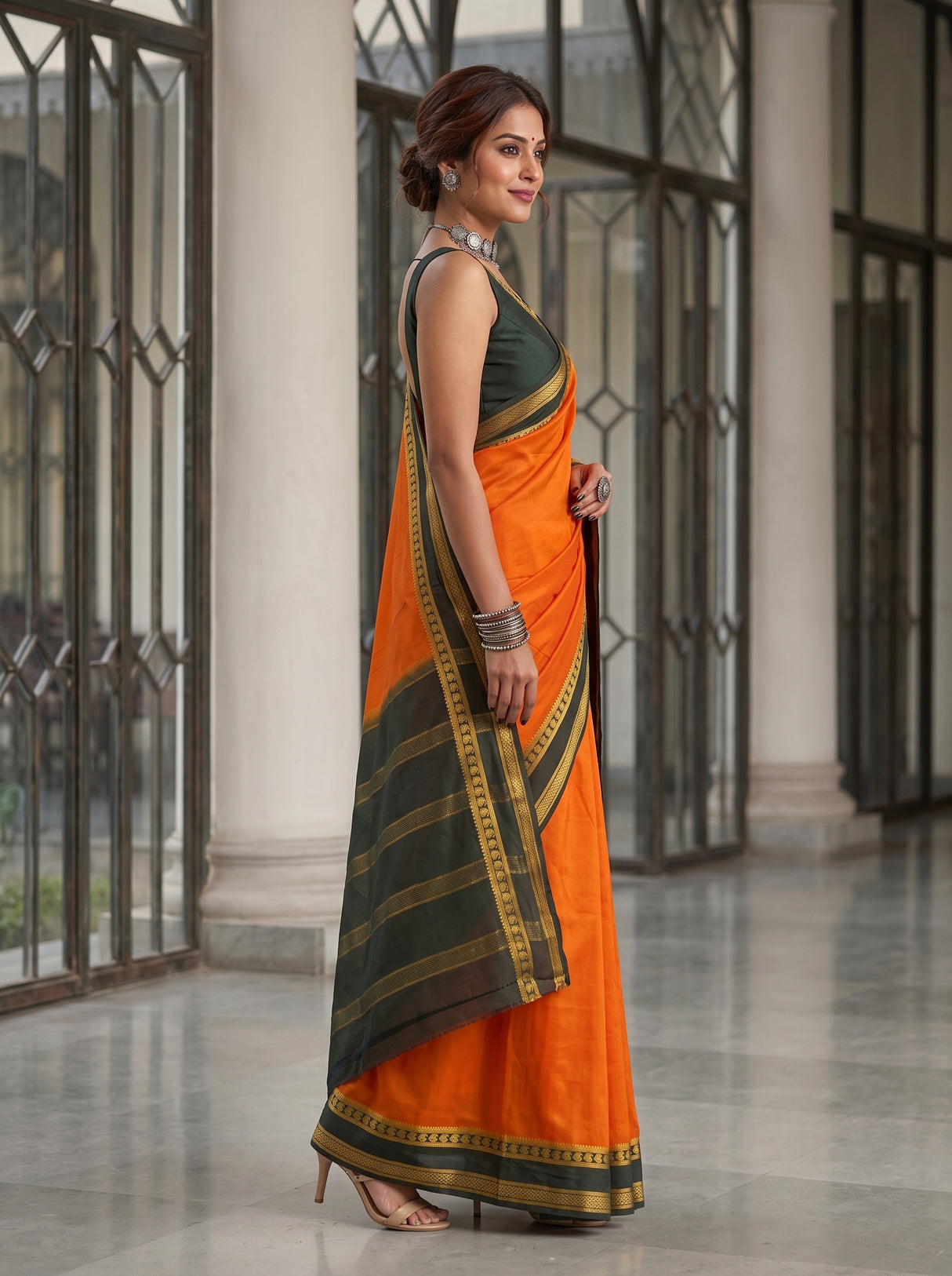 MIMOSA Mustard Saree Saree — pose 3 styling detail