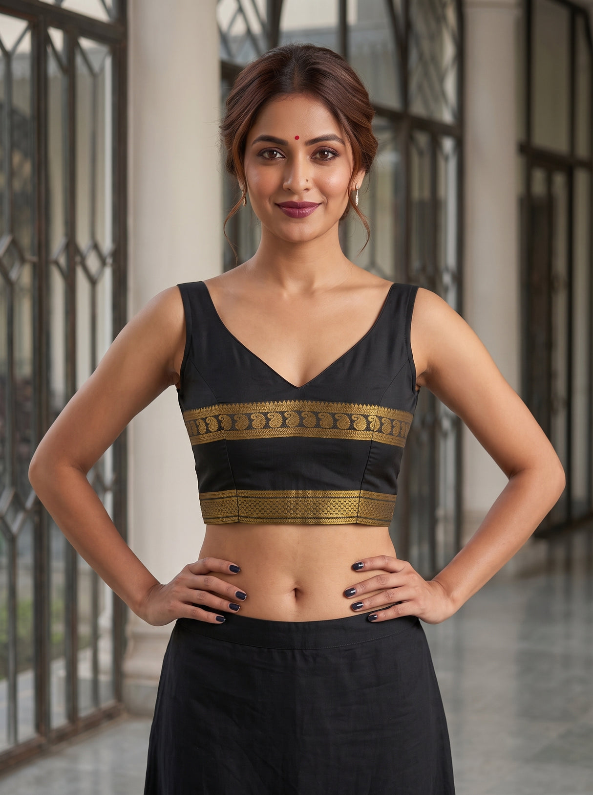 MIMOSA Mustard Saree Saree — blouse close-up