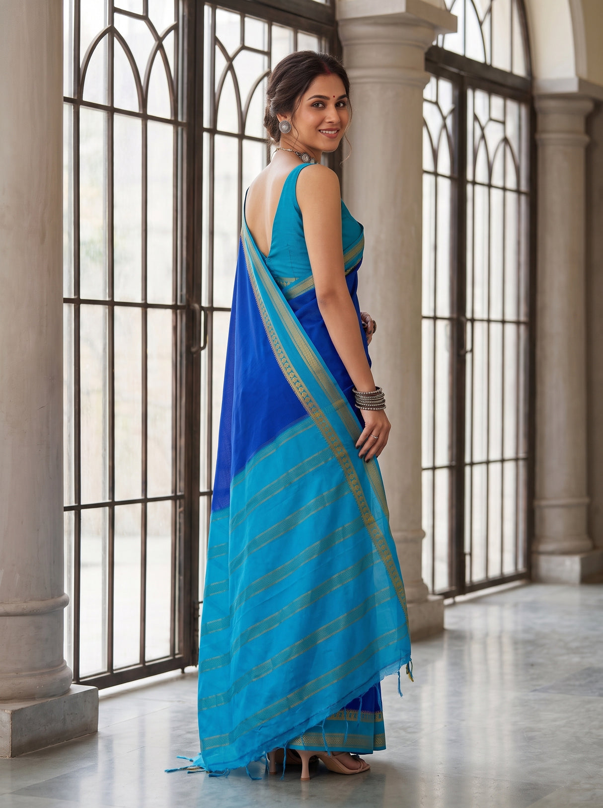 MIMOSA Royal Blue Saree Saree — pose 5 styling detail