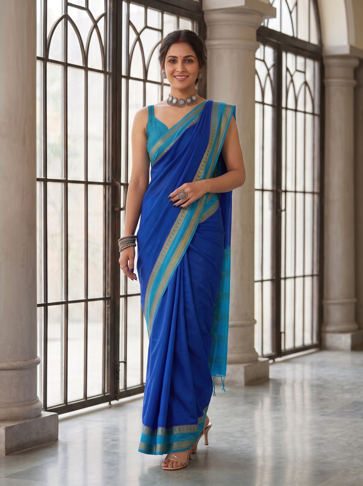 MIMOSA Royal Blue Saree Saree — pose 6 styling detail