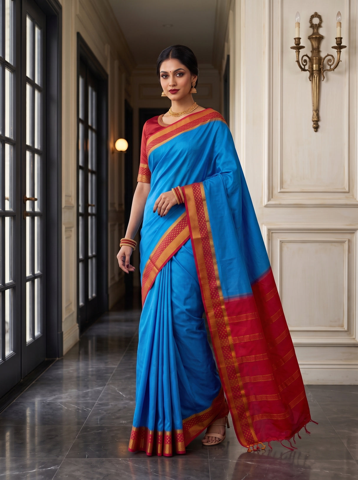 MIMOSA Ananda Mysore Silk Crepe Saree — pose 9 styling detail