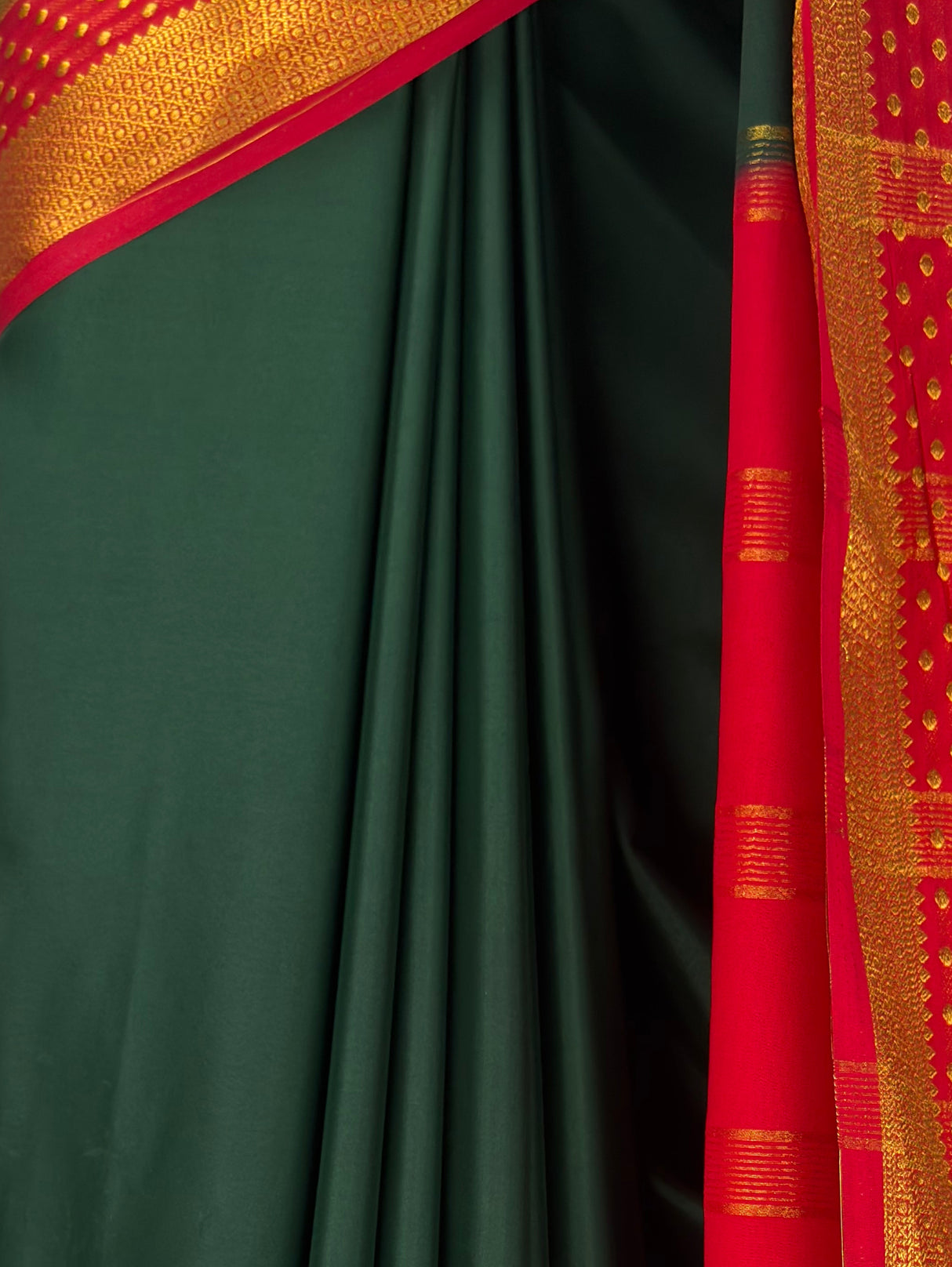 MIMOSA Bottle Green Mysore Silk Crepe Saree — fleets shot full lifestyle