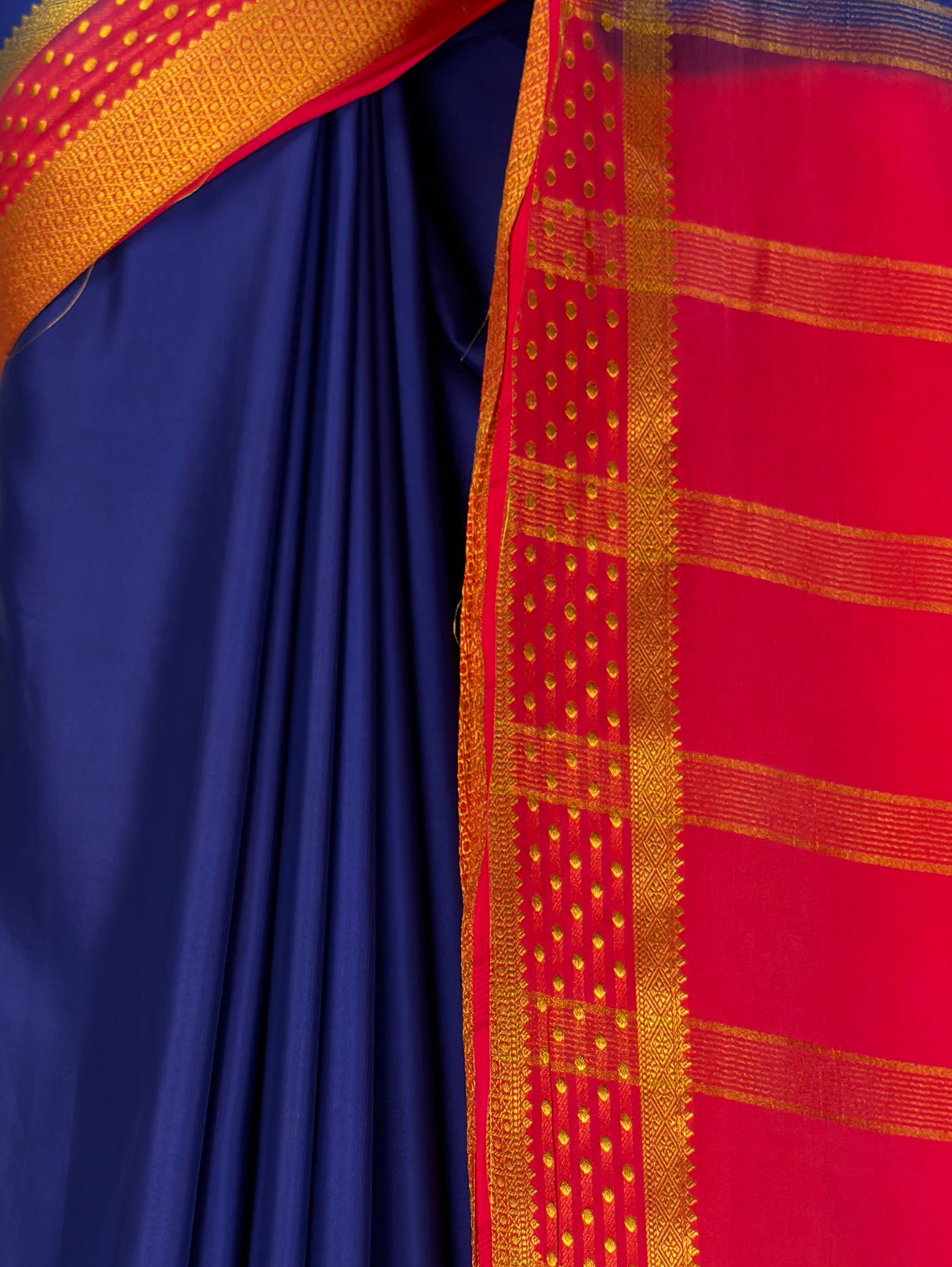 MIMOSA Navy Mysore Silk Crepe Saree — fleets shot full lifestyle