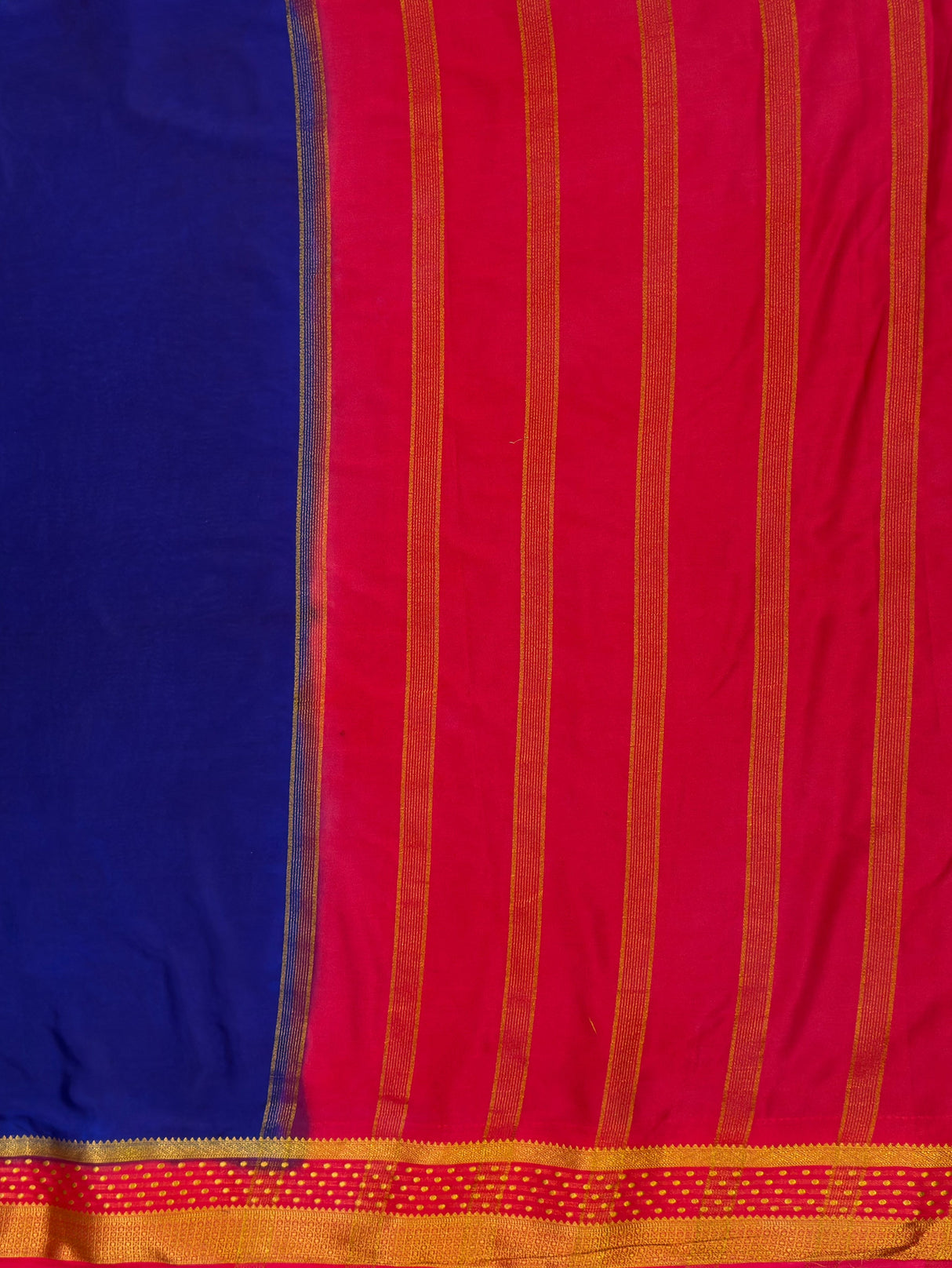 MIMOSA Navy Mysore Silk Crepe Saree — pallu and zari work detail