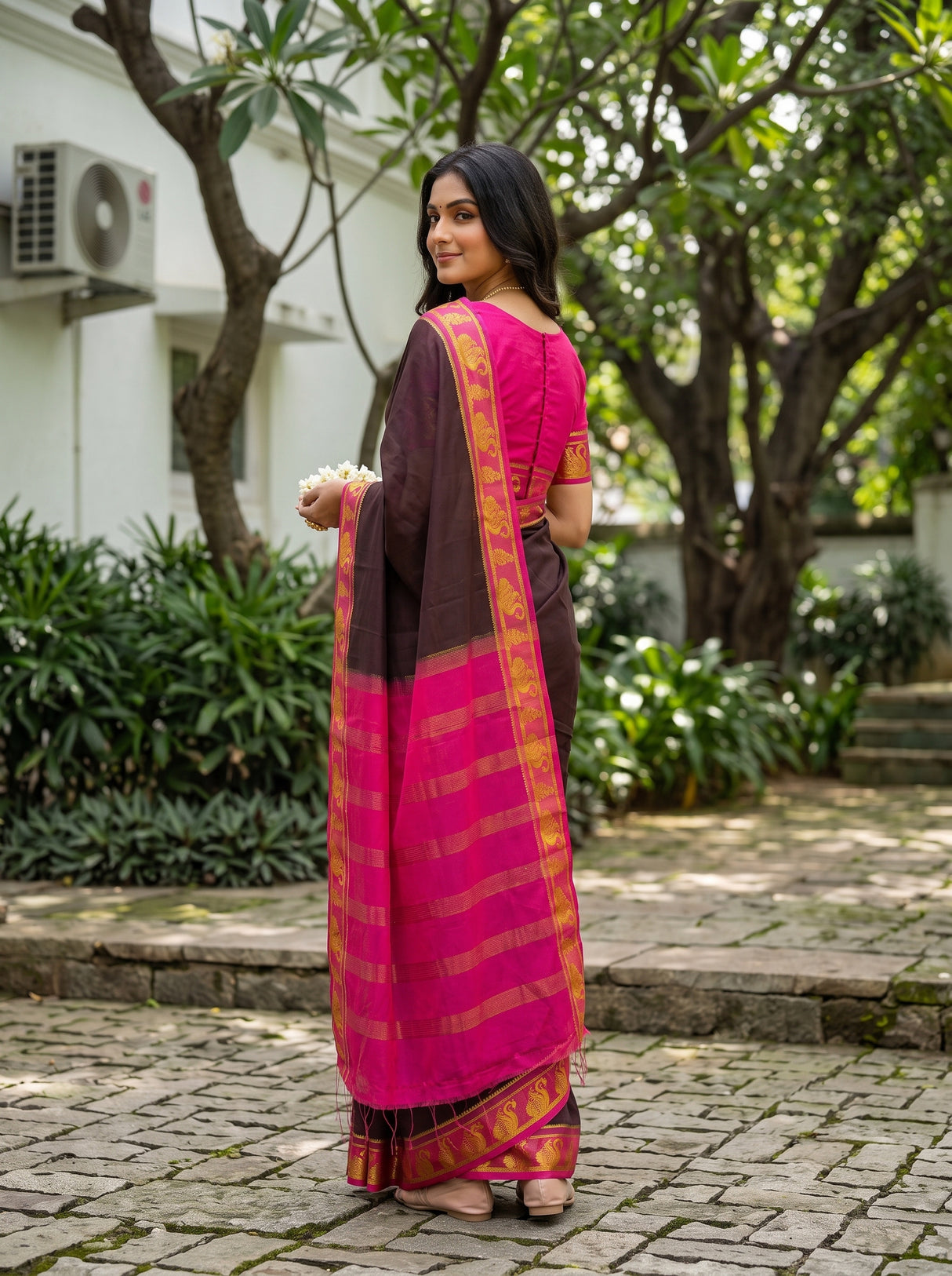 MIMOSA Chocolate Saree Saree — pose 7 styling detail