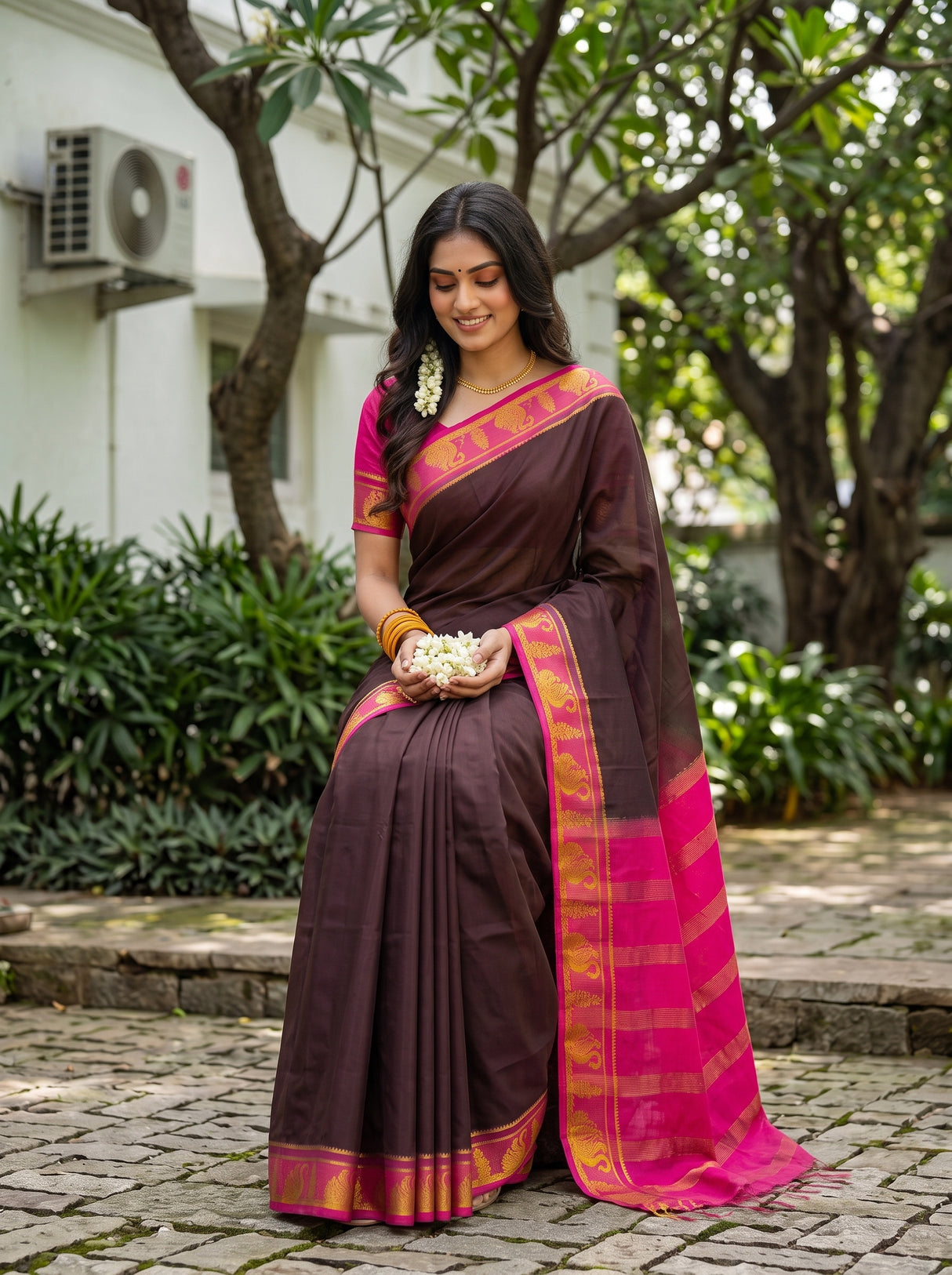 MIMOSA Chocolate Saree Saree — pose 8 styling detail