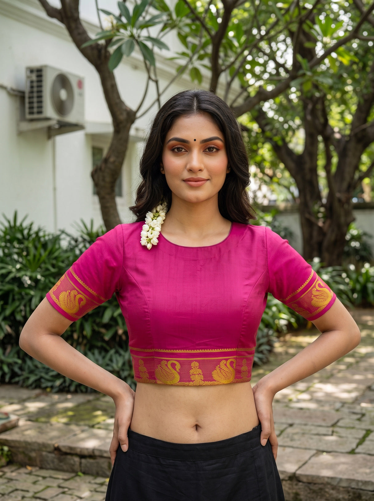 MIMOSA Chocolate Saree Saree — blouse close-up