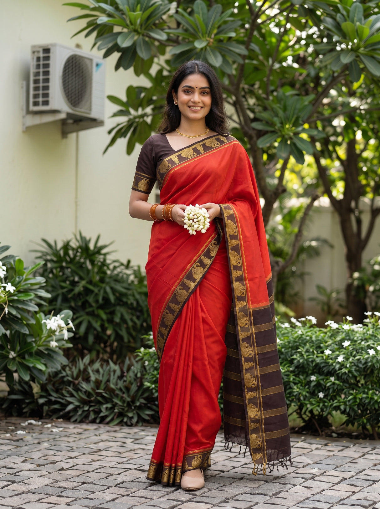 MIMOSA Orange Saree Saree — pose 6 styling detail
