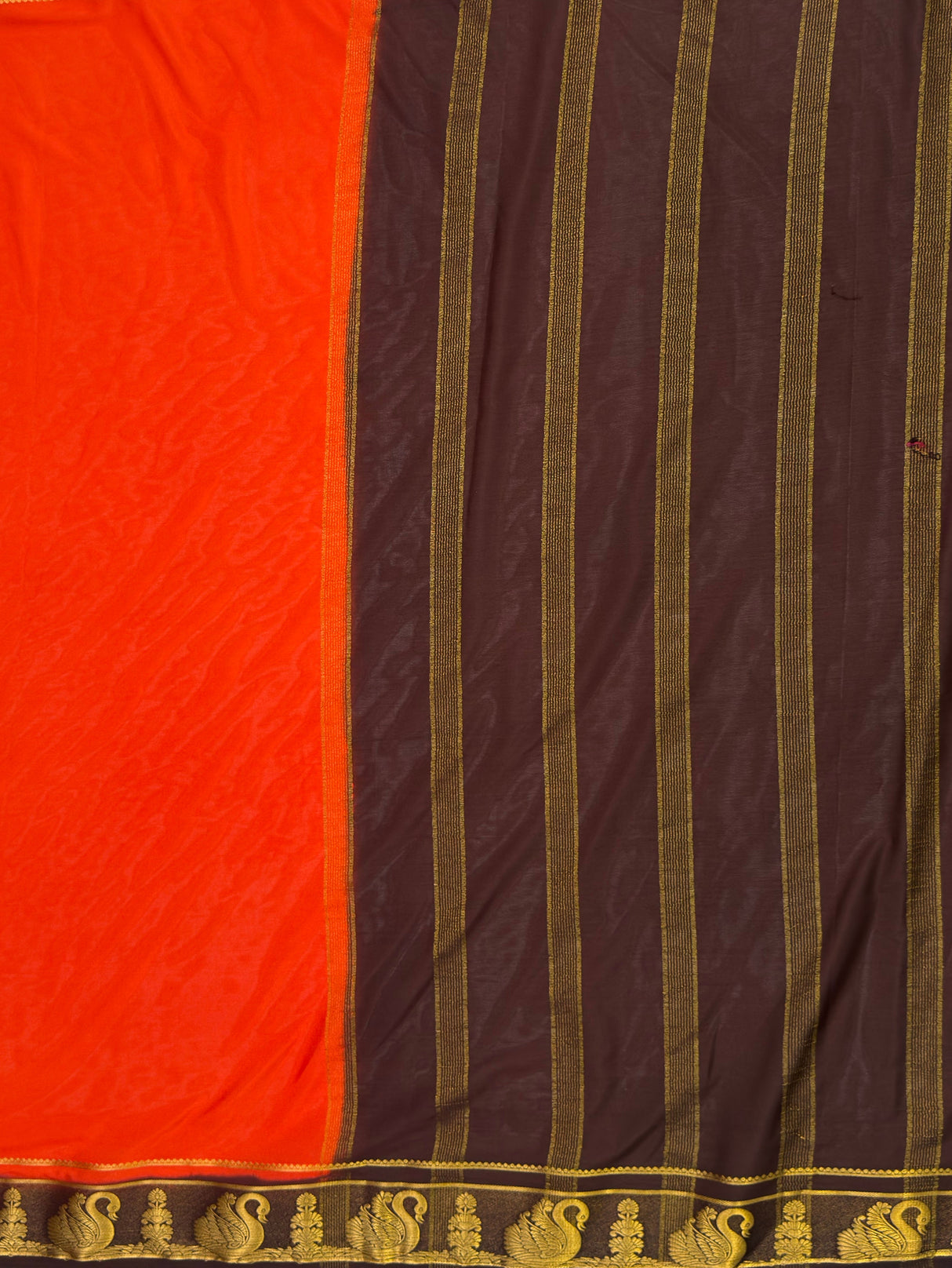 MIMOSA Orange Saree Saree — pallu and zari work detail