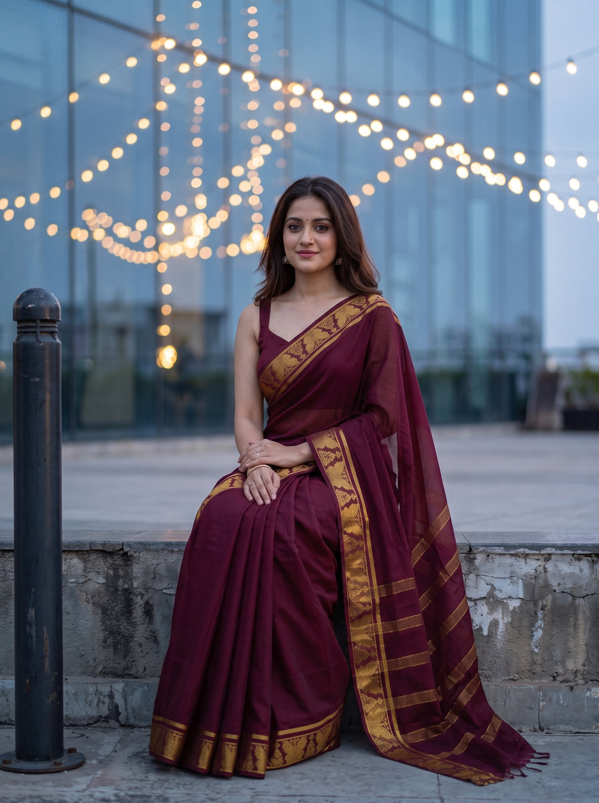 MIMOSA Chocolate Saree Saree — pose 8 styling detail