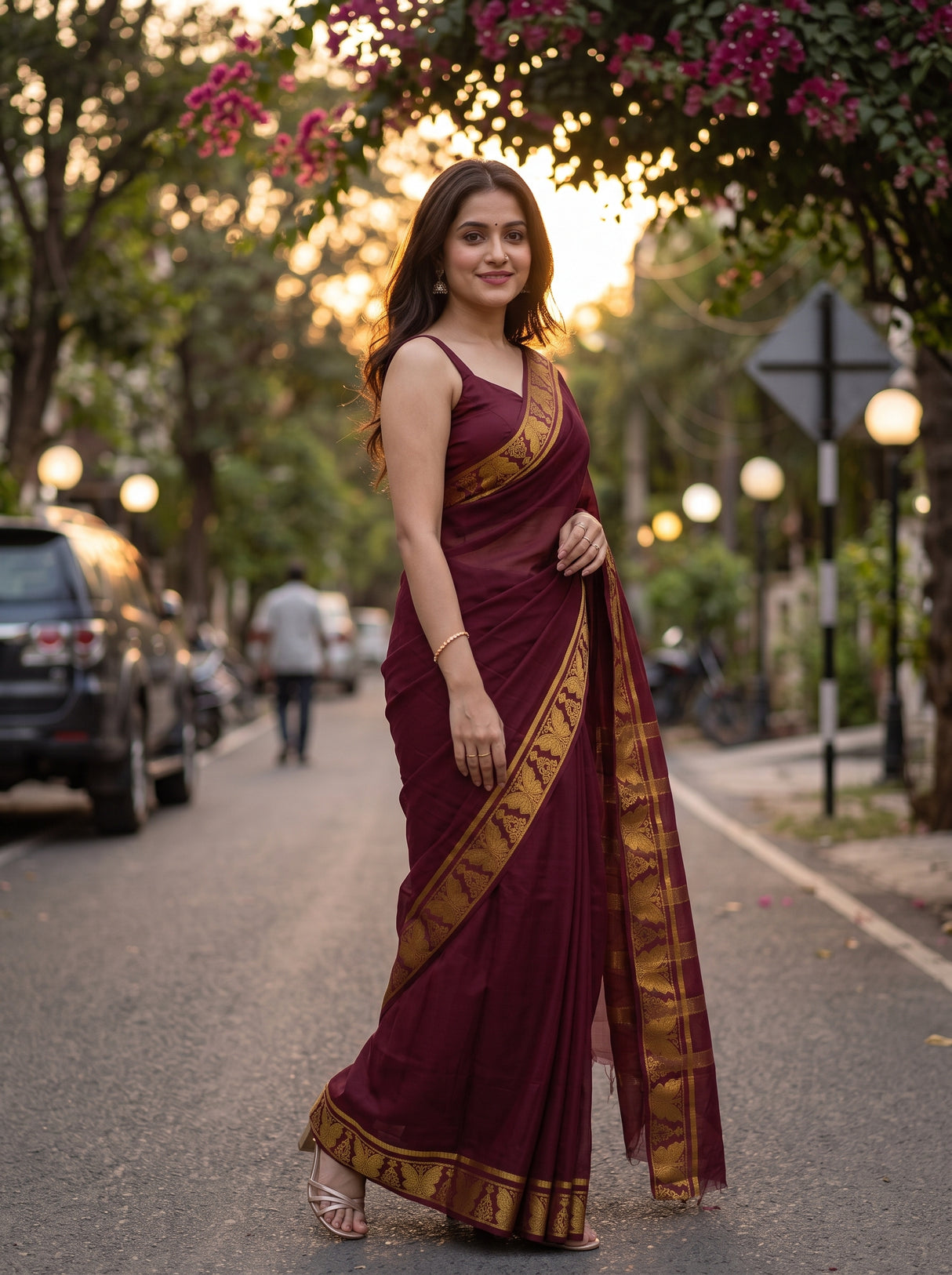 MIMOSA Chocolate Saree Saree — pose 9 styling detail
