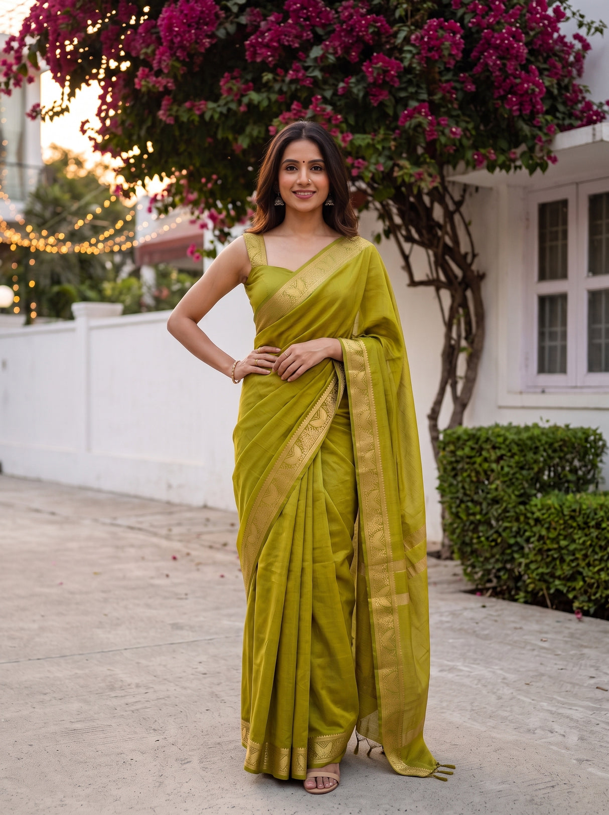 MIMOSA Olive Saree Saree — pose 4 styling detail