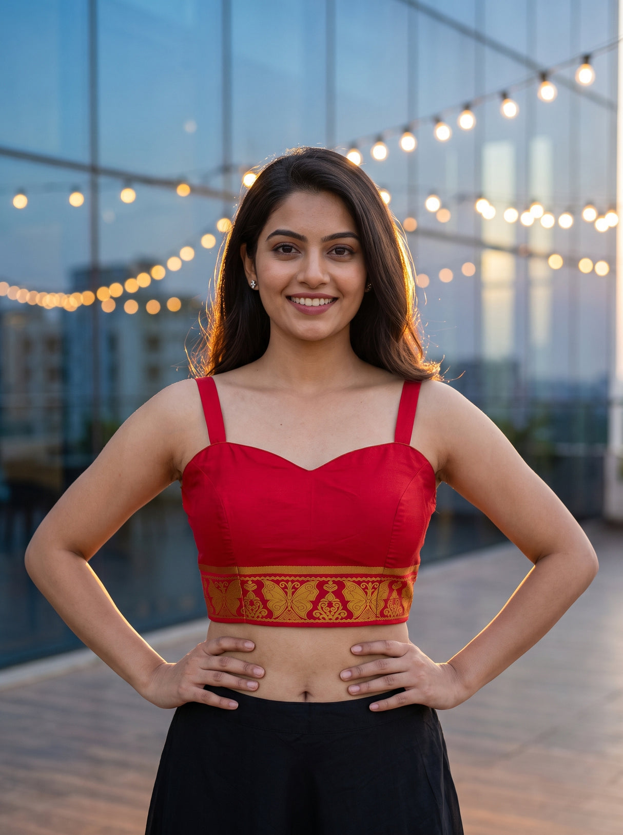 MIMOSA Strawberry Saree Saree — blouse close-up