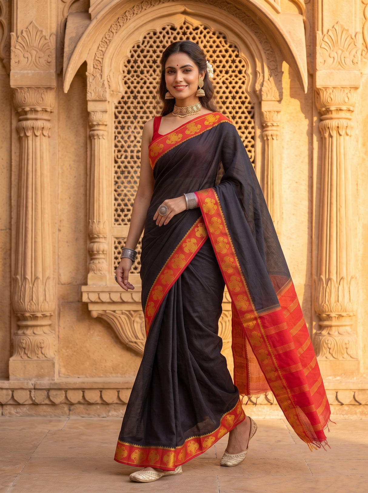 MIMOSA Black Saree Saree — pose 6 styling detail