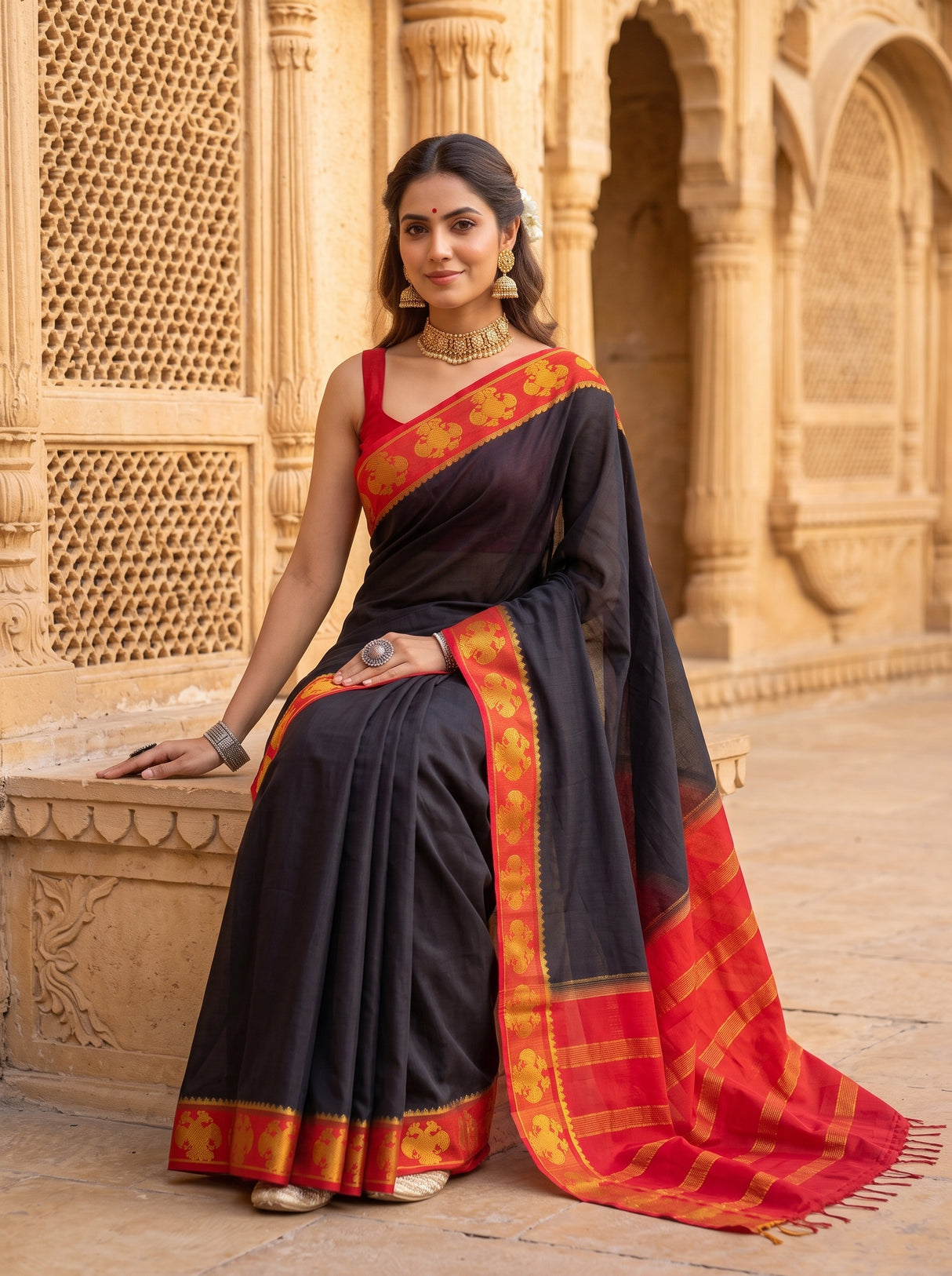 MIMOSA Black Saree Saree — pose 8 styling detail