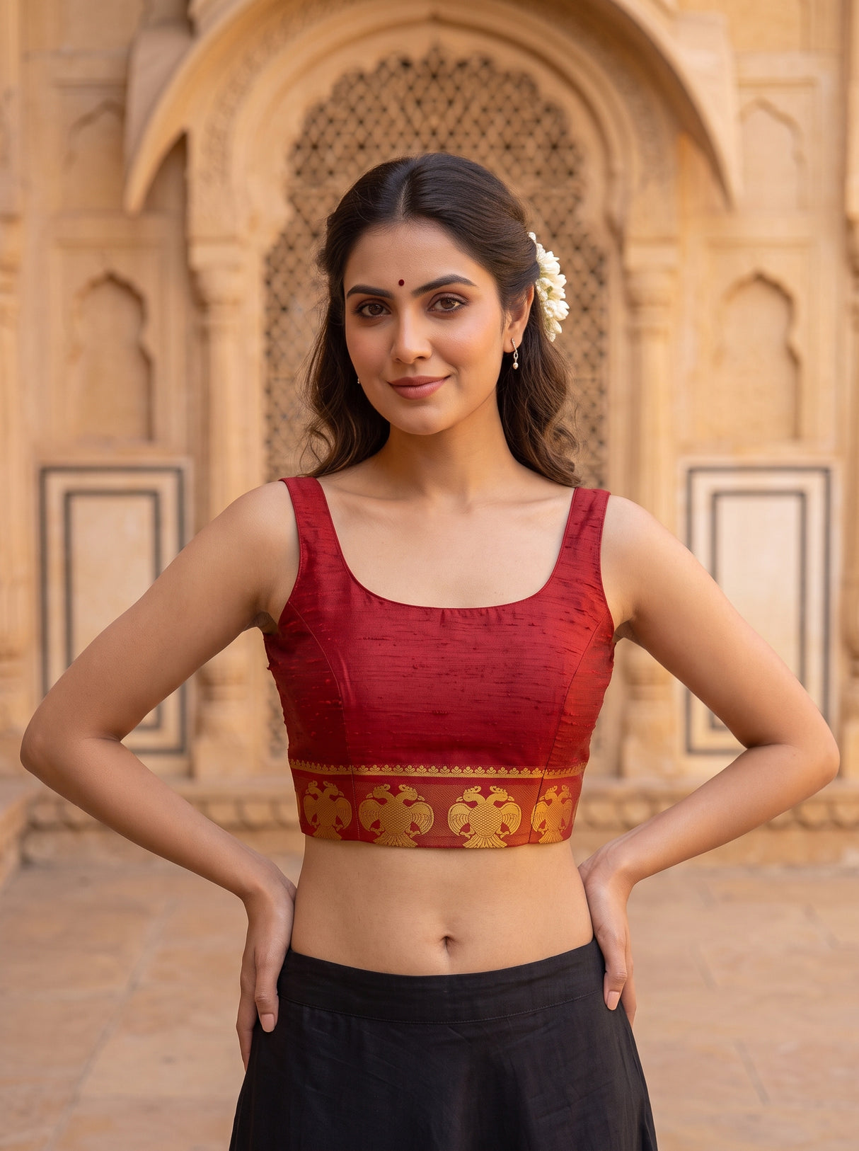 MIMOSA Black Saree Saree — blouse close-up