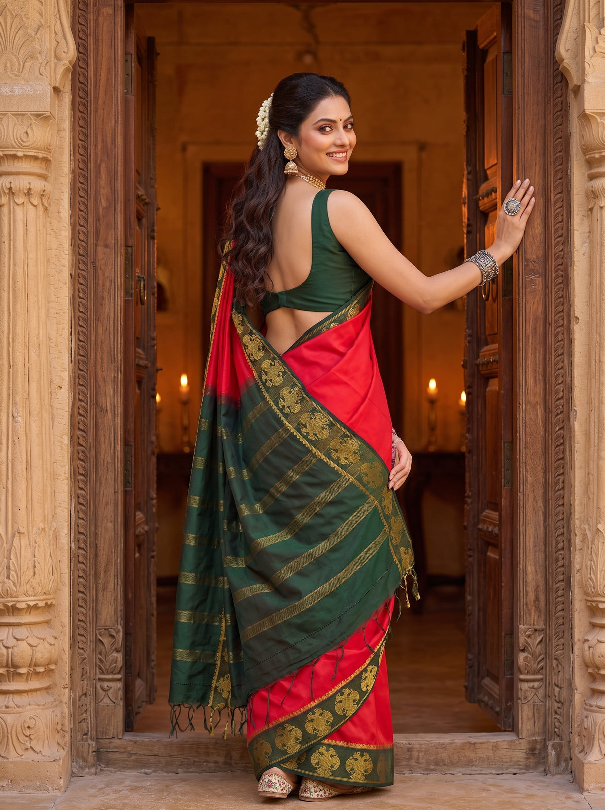 MIMOSA Strawberry Saree Saree — pose 7 styling detail