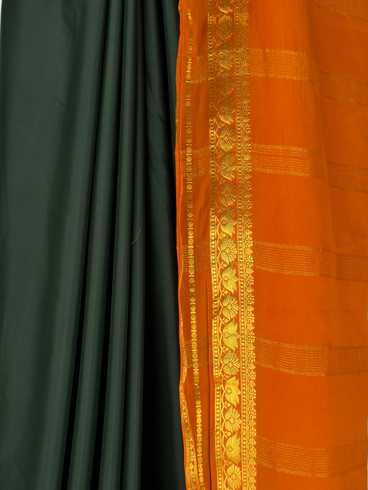 MIMOSA Bottle Green Mysore Silk Crepe Saree — fleets shot full lifestyle