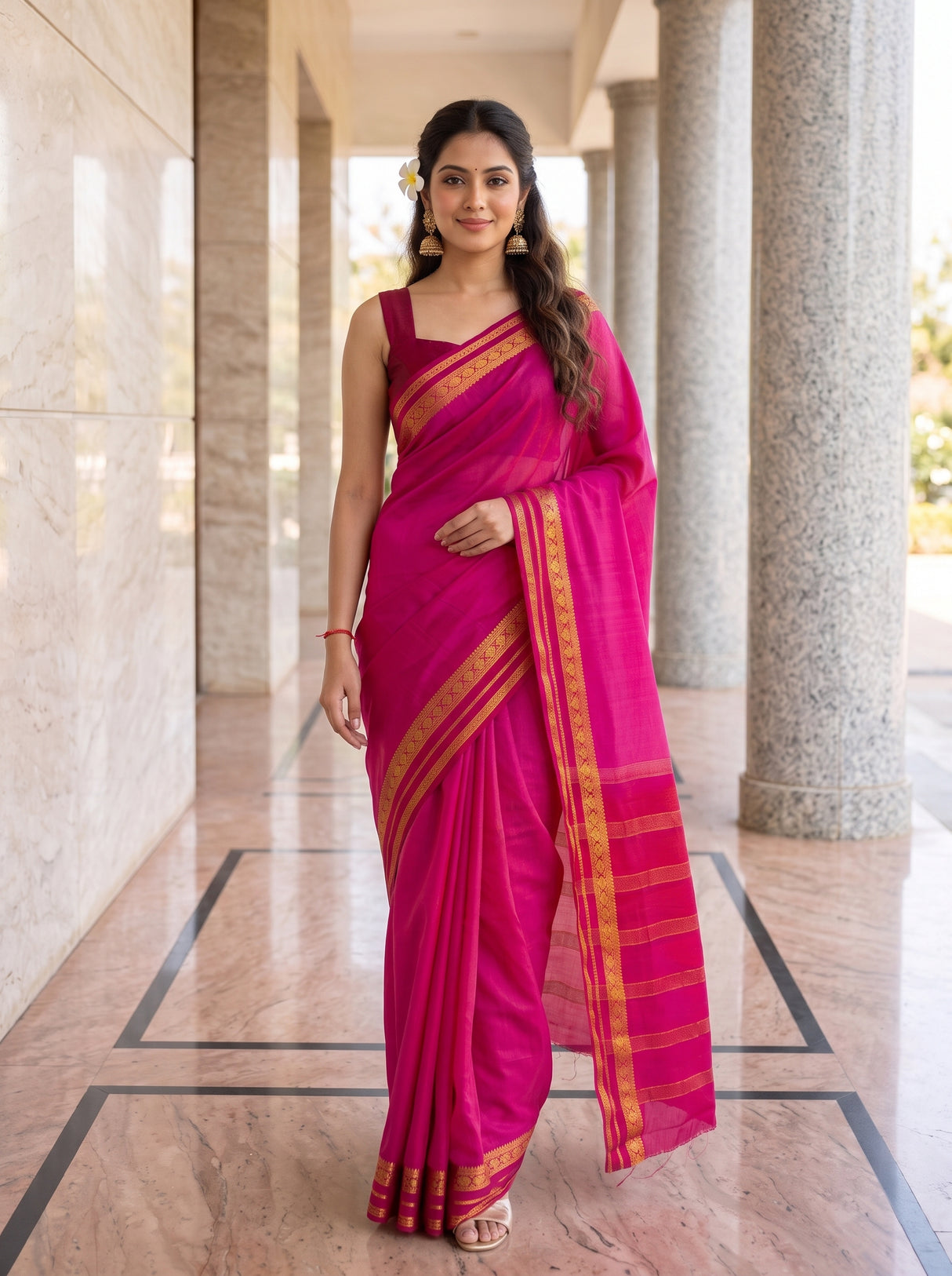 MIMOSA Gajari Mysore Silk Crepe Saree — pose 6 styling detail