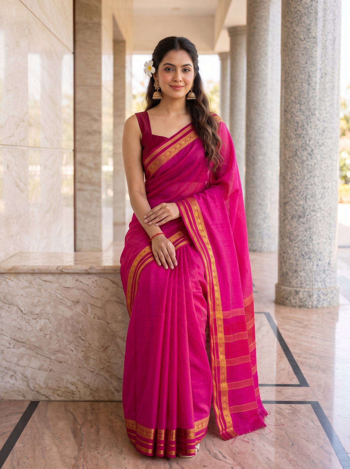 MIMOSA Gajari Mysore Silk Crepe Saree — pose 8 styling detail
