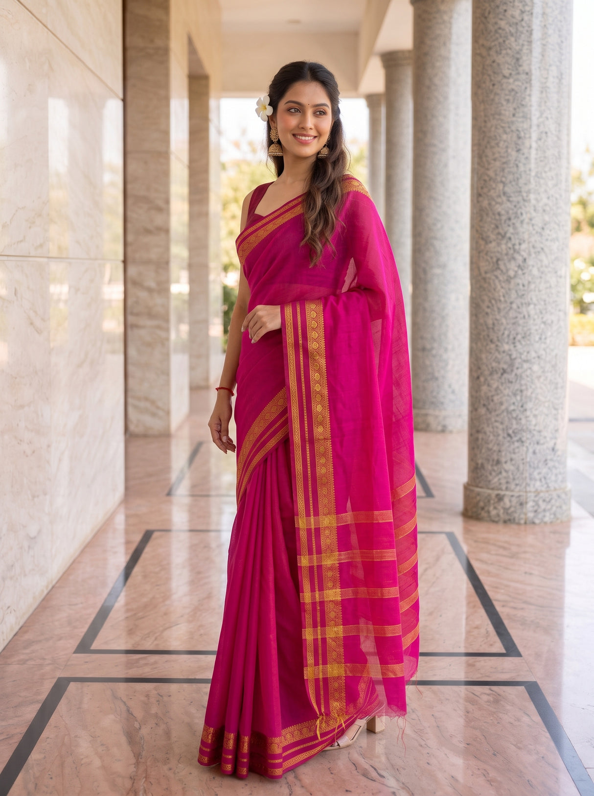 MIMOSA Gajari Mysore Silk Crepe Saree — pose 9 styling detail