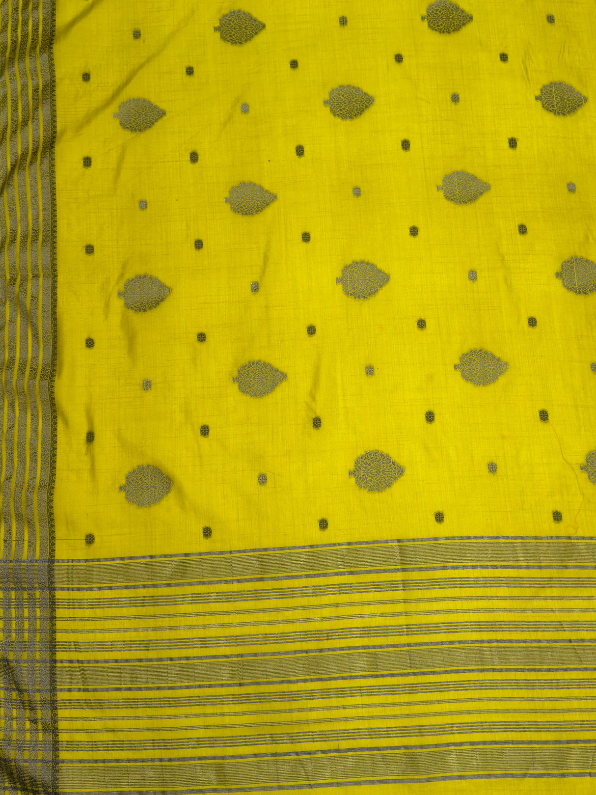 MIMOSA Lemon Banarasi tusser Saree — pallu and zari work detail