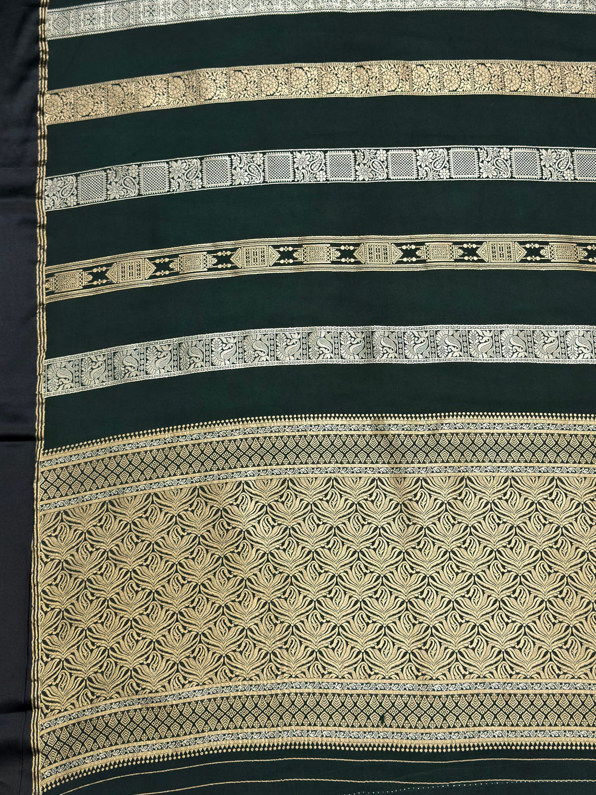 MIMOSA Bottle Green Saree Saree — pallu and zari work detail