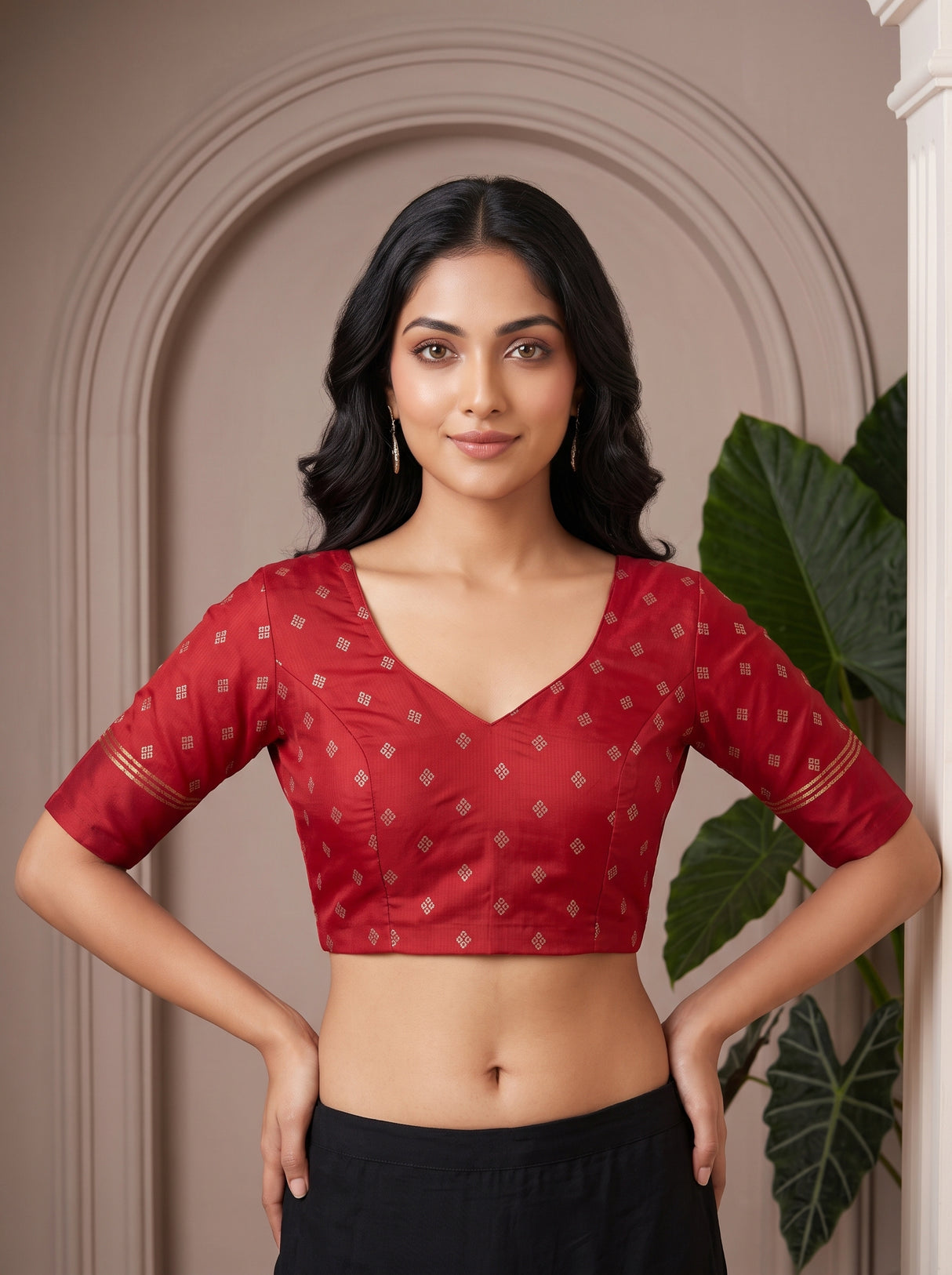 MIMOSA Red Saree Saree — blouse close-up