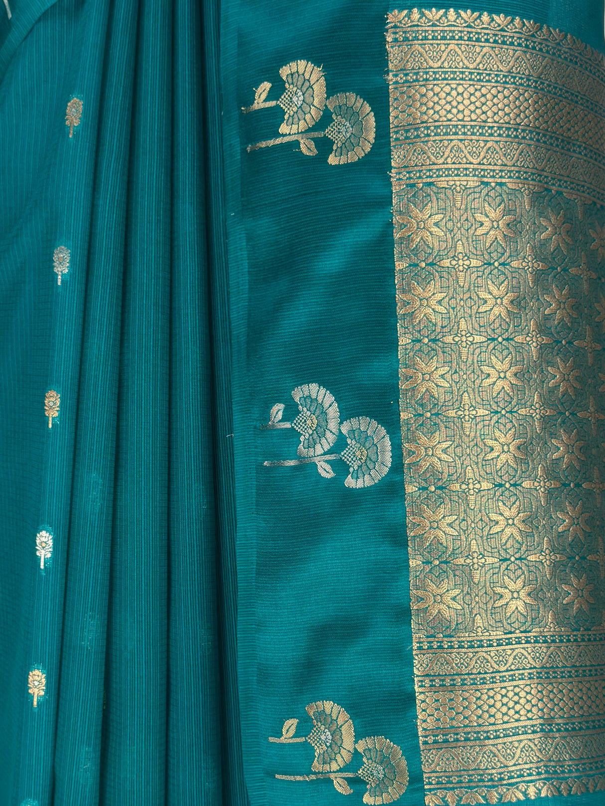 MIMOSA Sapphire Manipuri Linen Saree — fleets shot full lifestyle