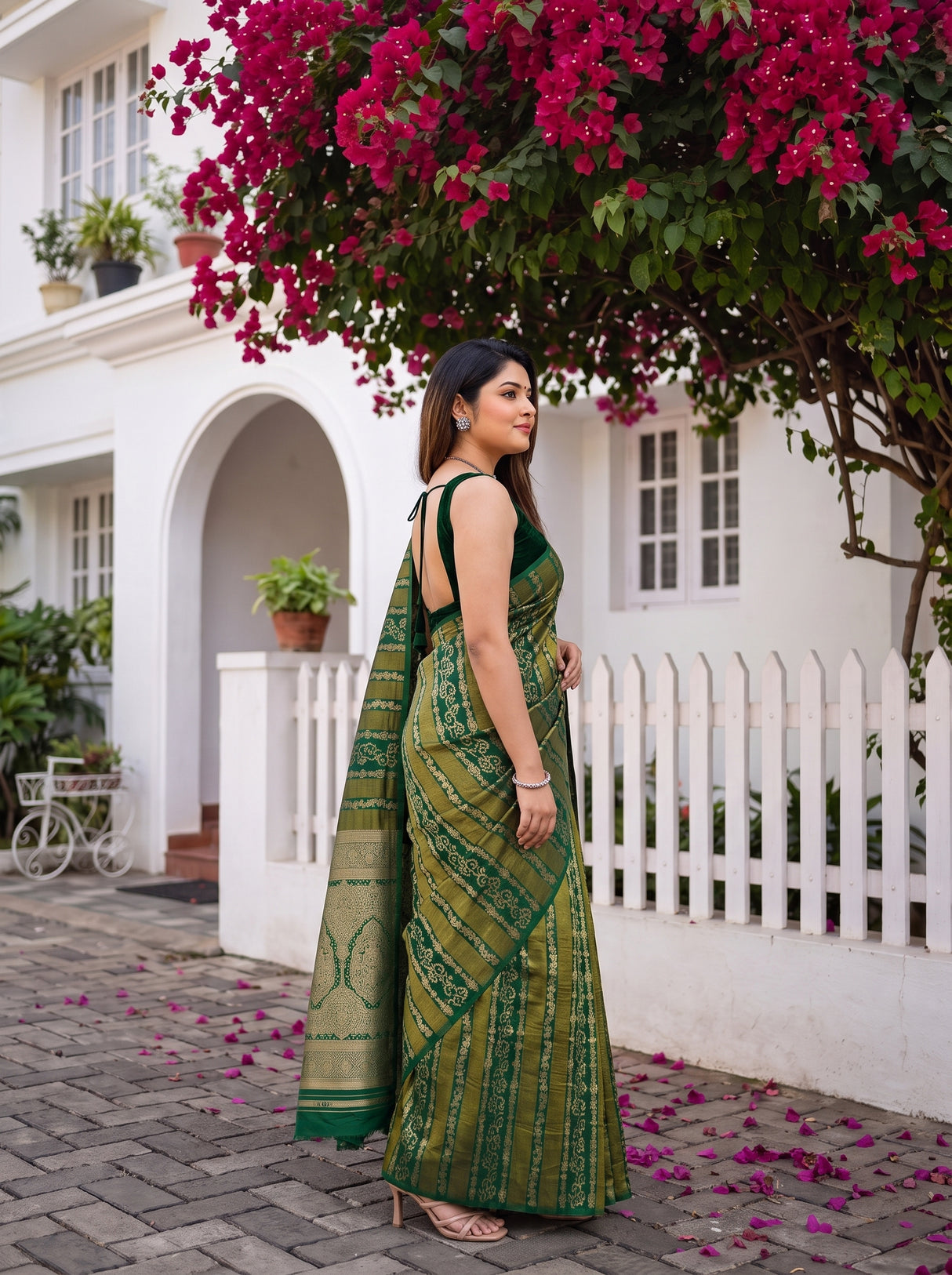 MIMOSA Green Saree Saree — pose 3 styling detail