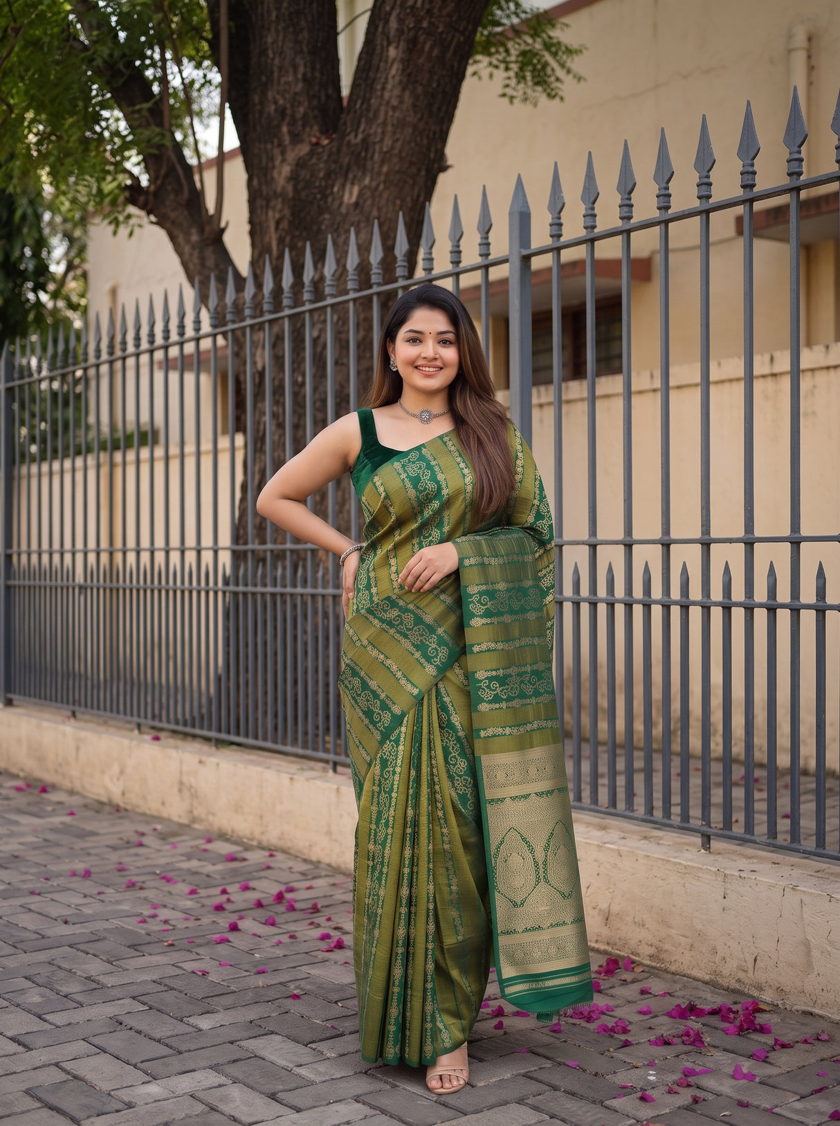 MIMOSA Green Saree Saree — pose 4 styling detail