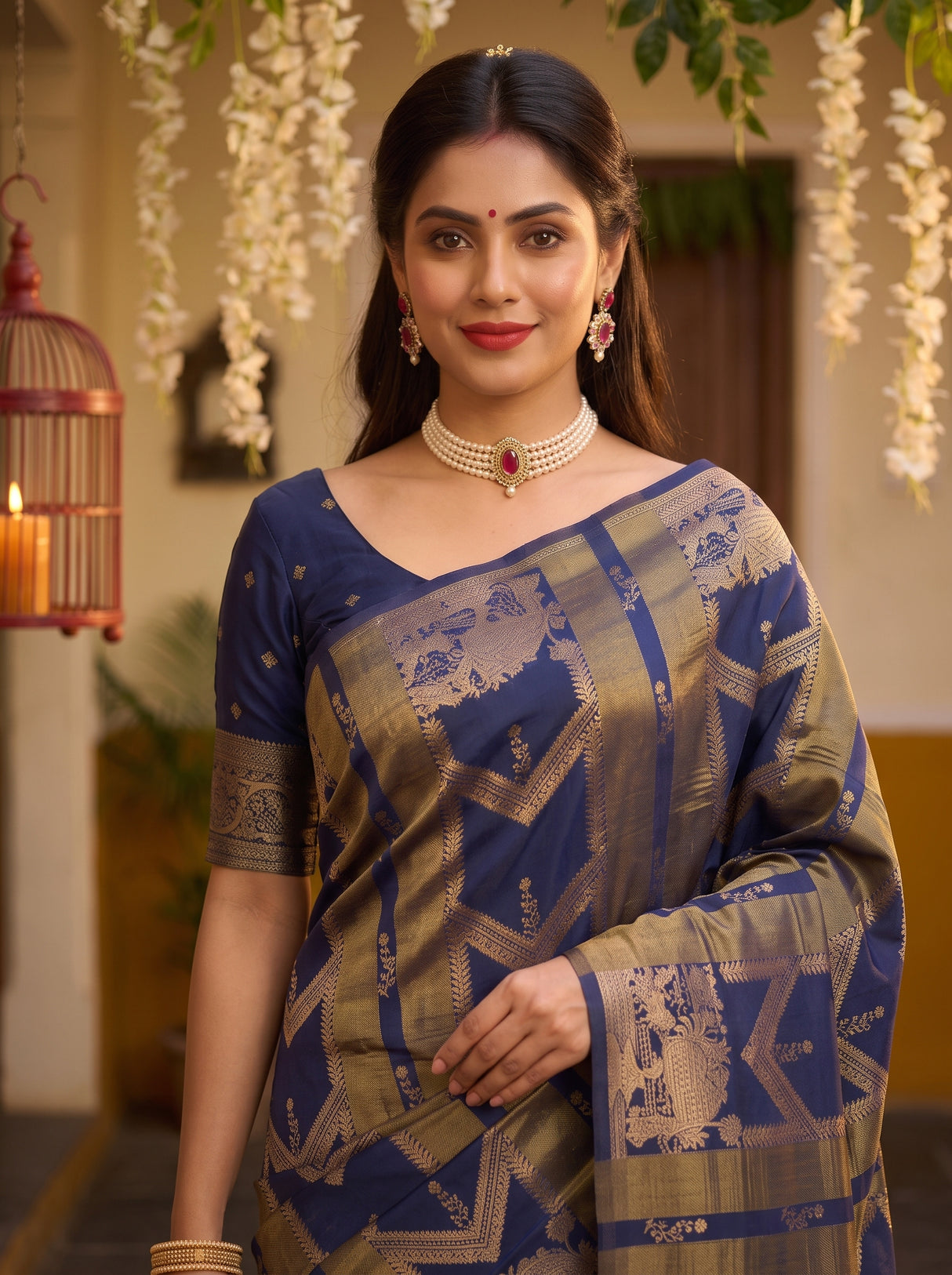 MIMOSA Navy Saree Saree — pose 10 styling detail