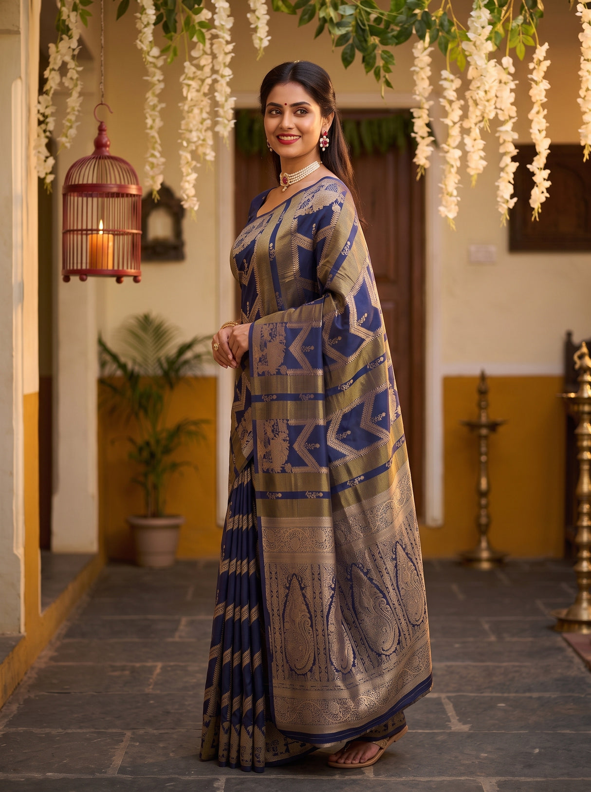 MIMOSA Navy Saree Saree — pose 5 styling detail