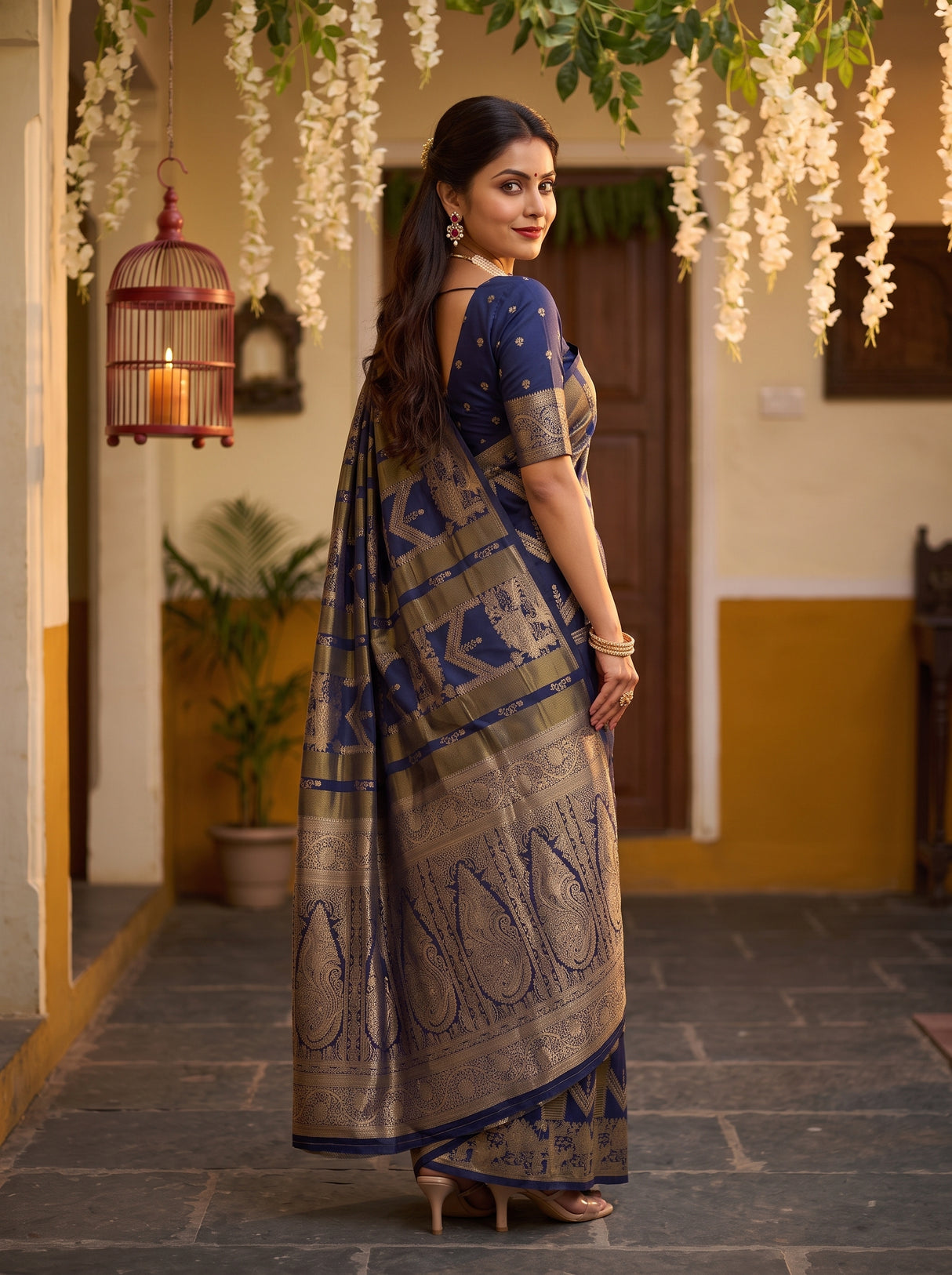 MIMOSA Navy Saree Saree — pose 7 styling detail